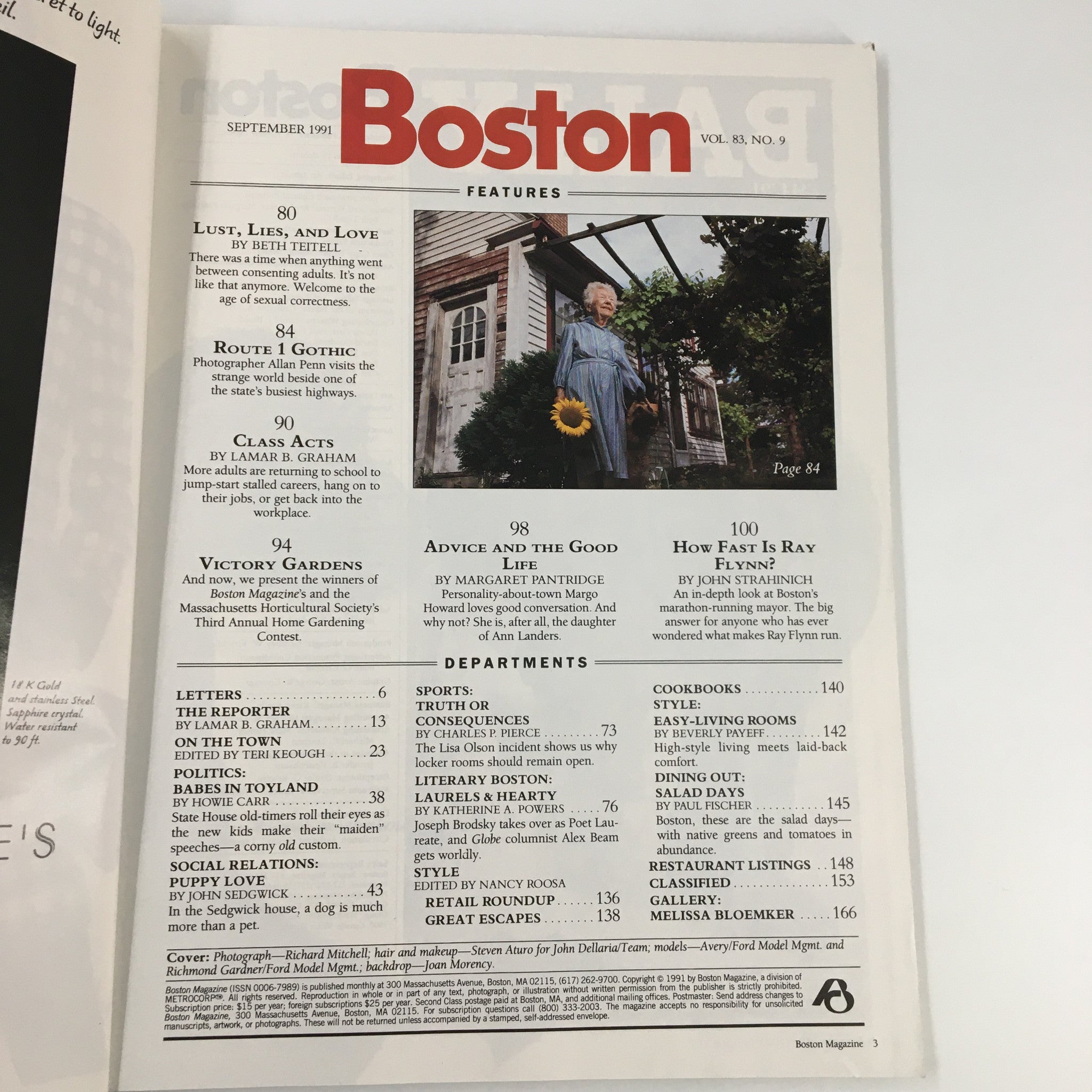 Boston Magazine September 1991 Ray Flynn in Fact, Fable and Fear Feature