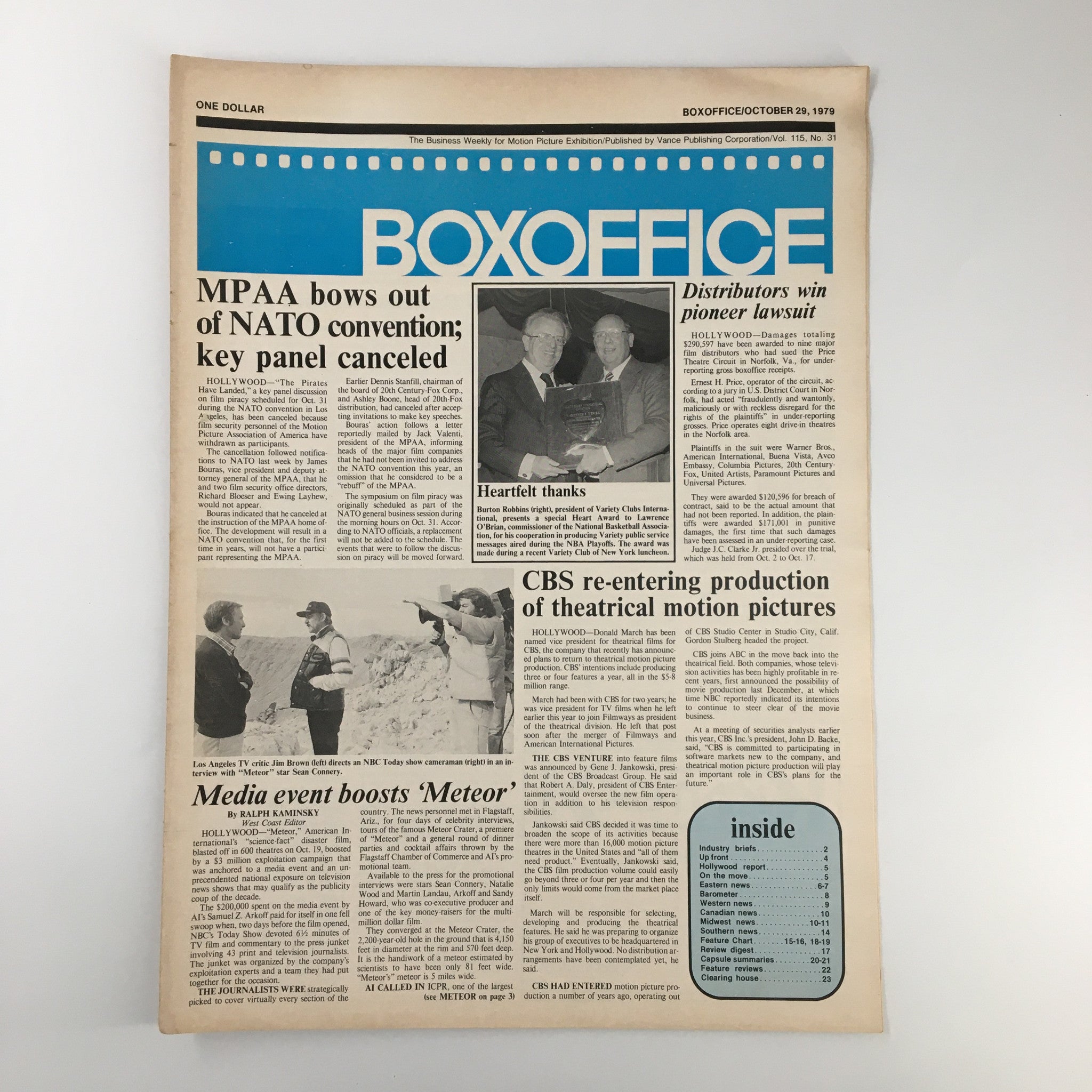 Box Office Magazine October 29 1979 Burton Robbins and Lawrence O'Brian No Label