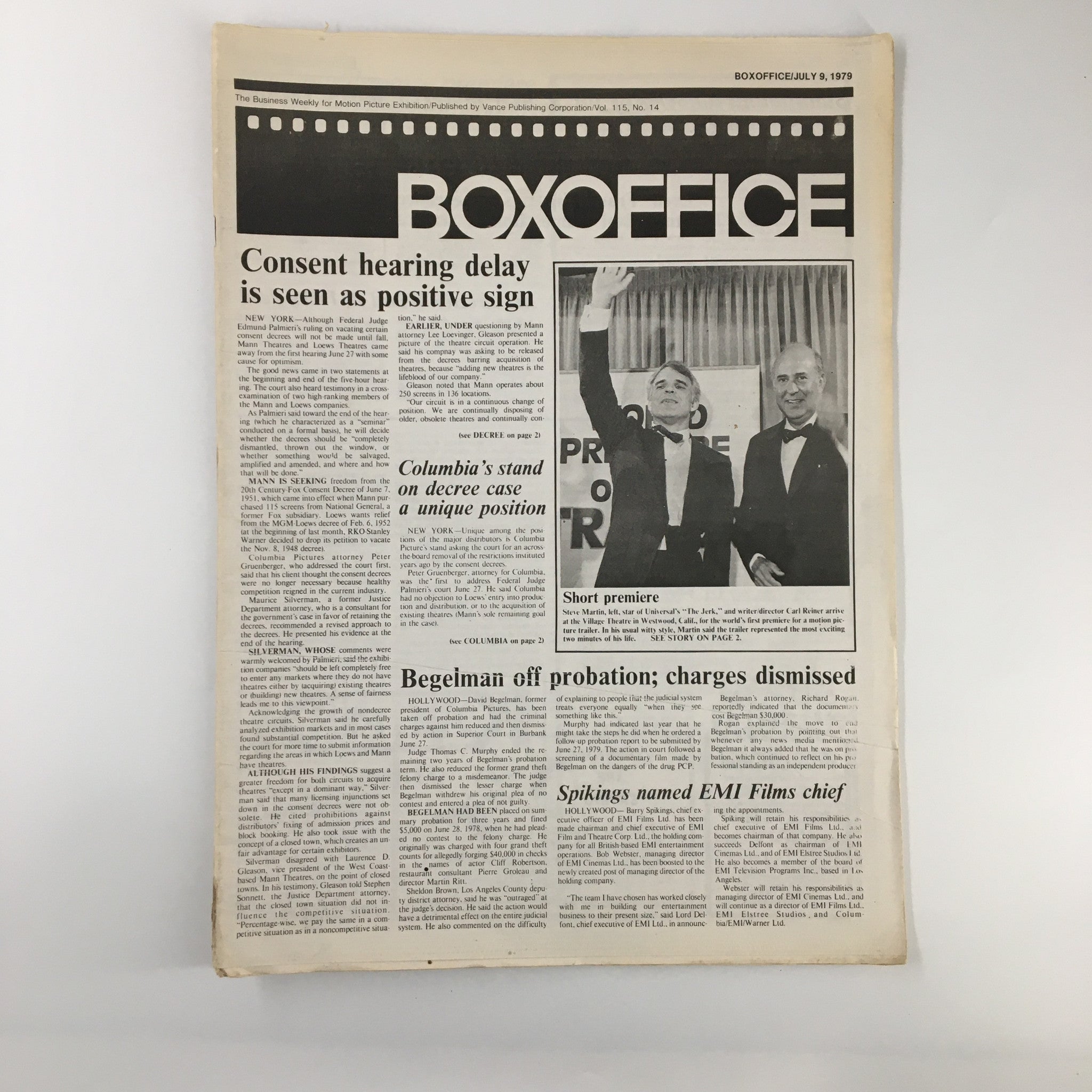 Box Office Magazine July 9 1979 Steve Martin and Carl Reiner No Label