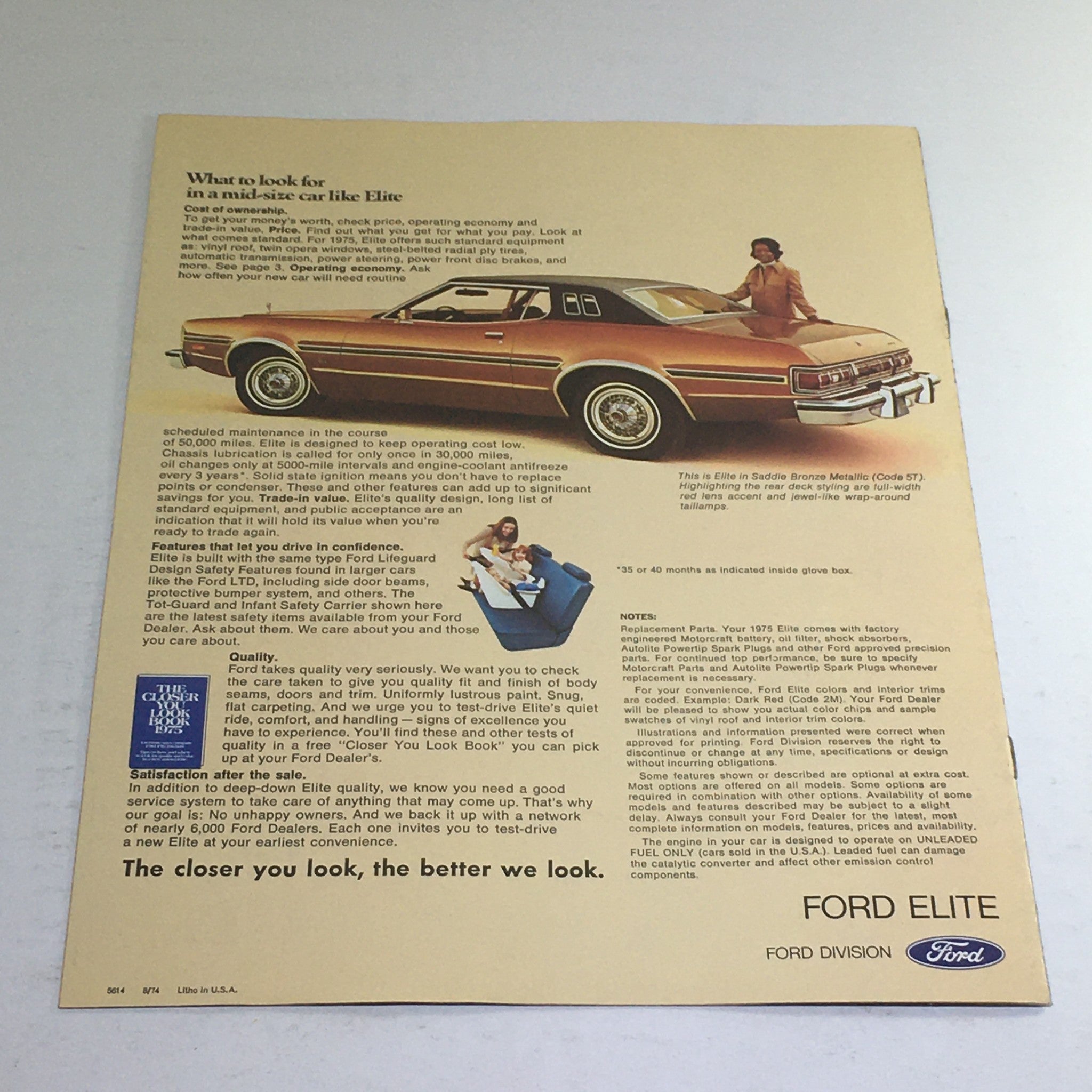 1975 Ford Elite Thunderbird Edition Dealership Car Auto Brochure Catalog