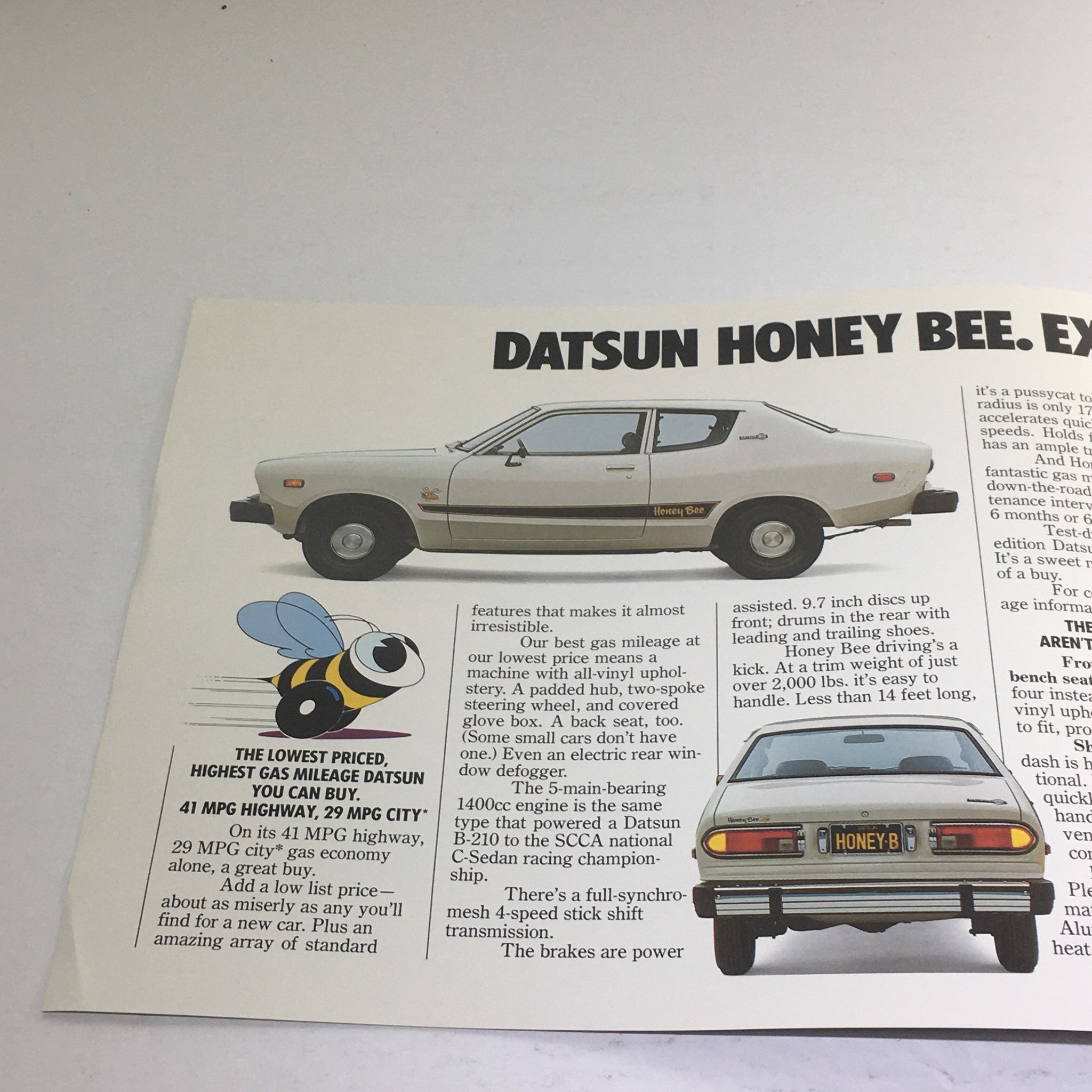 1976 Datsun Honey Bee b210 Specification Dealership Car Auto Brochure Catalog