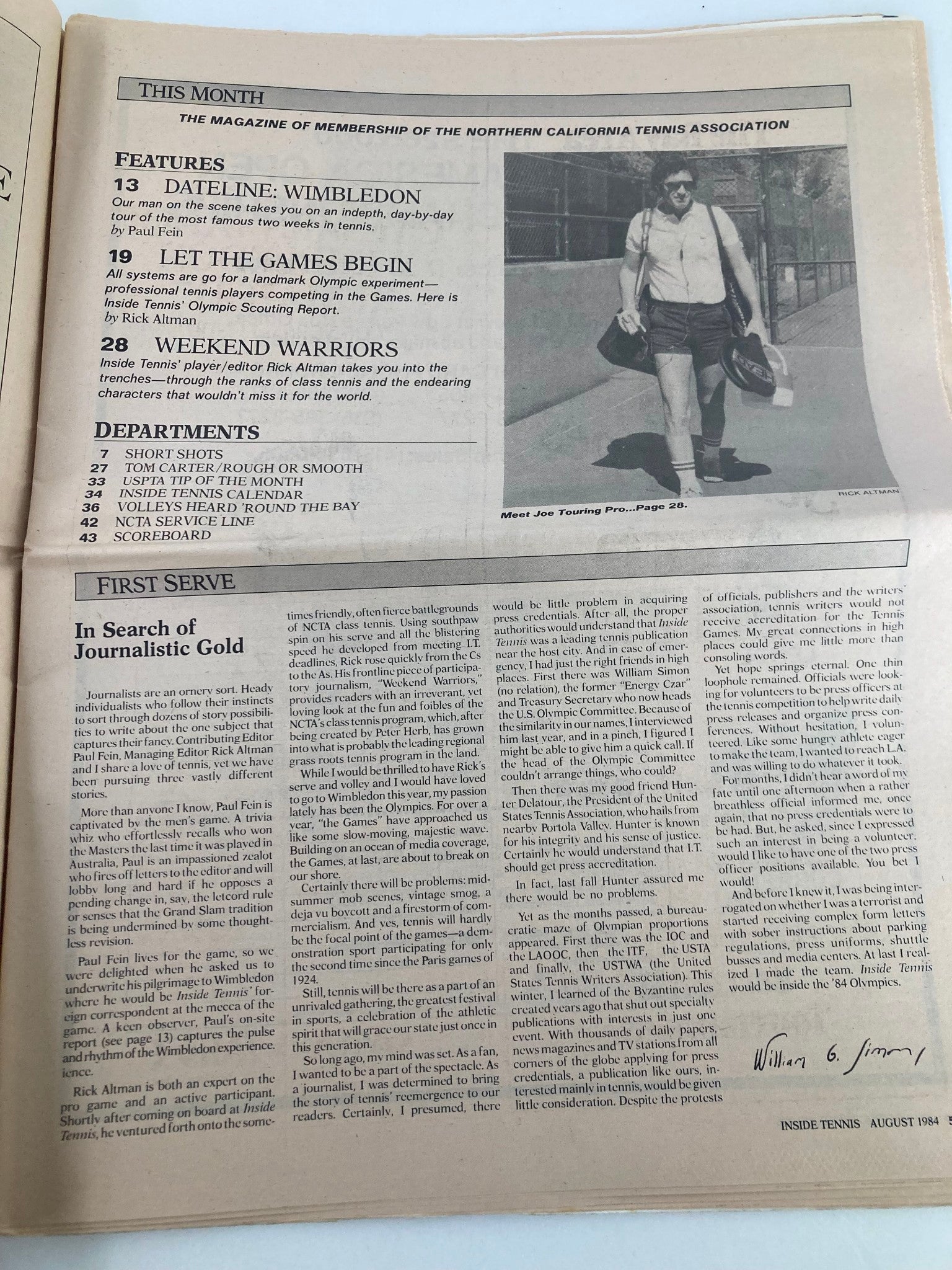 VTG Inside Tennis Magazine August 1984 Wimbledon Let The Games Begin