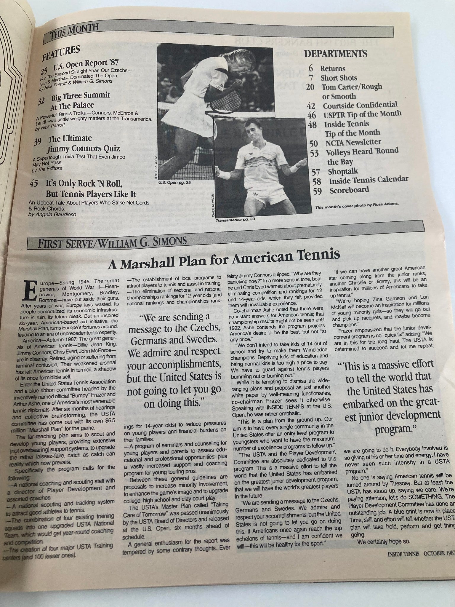VTG Inside Tennis Magazine October 1987 The Ultimate Jimbo Connors Quiz