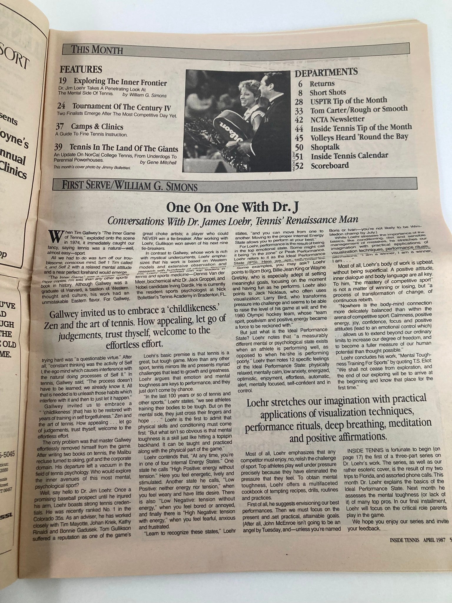 VTG Inside Tennis Magazine April 1987 T.O.C. The Final Four Camps & Clinics