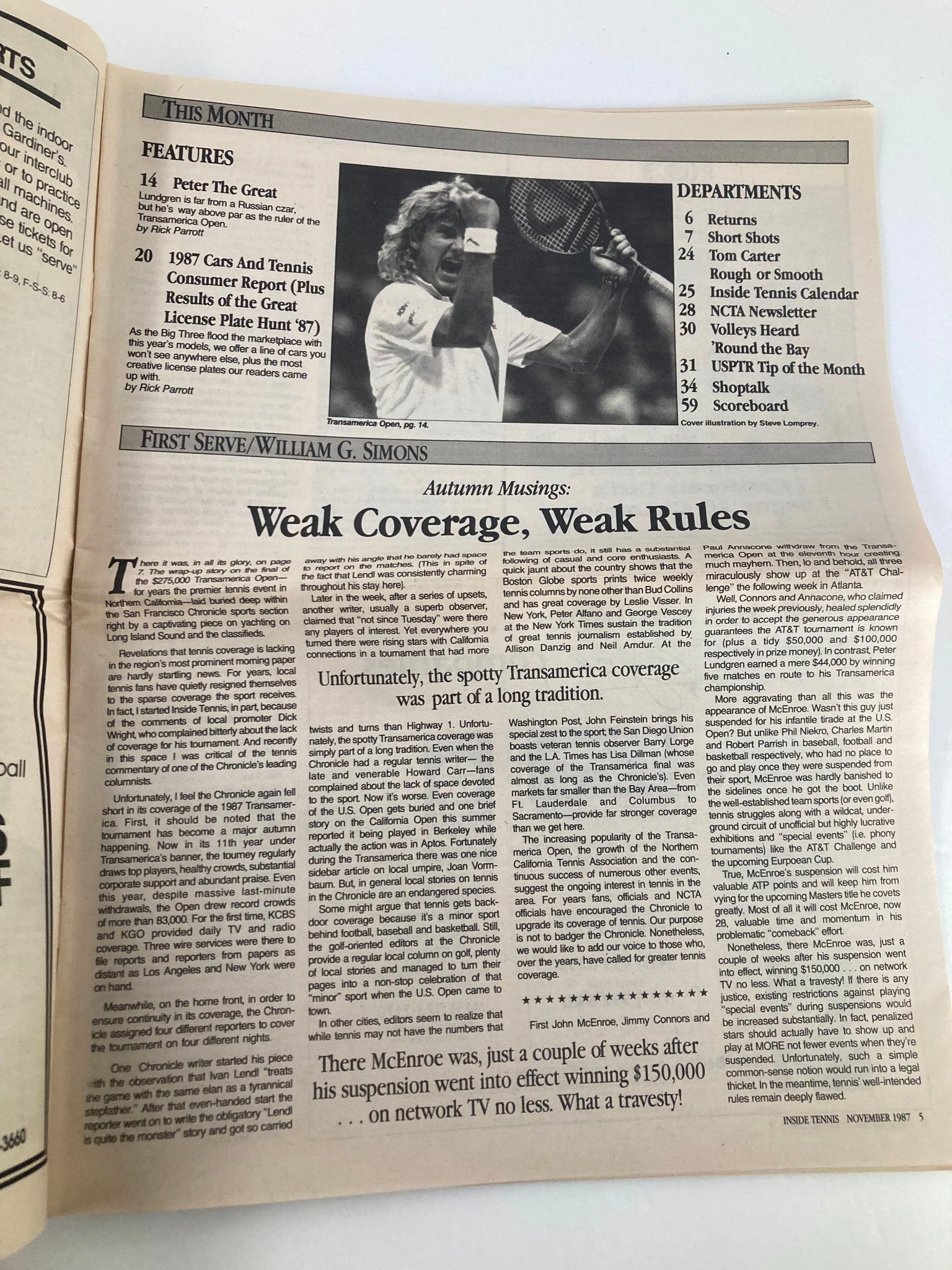 VTG Inside Tennis Magazine November 1987 Transamerica '87 How Swede It Is