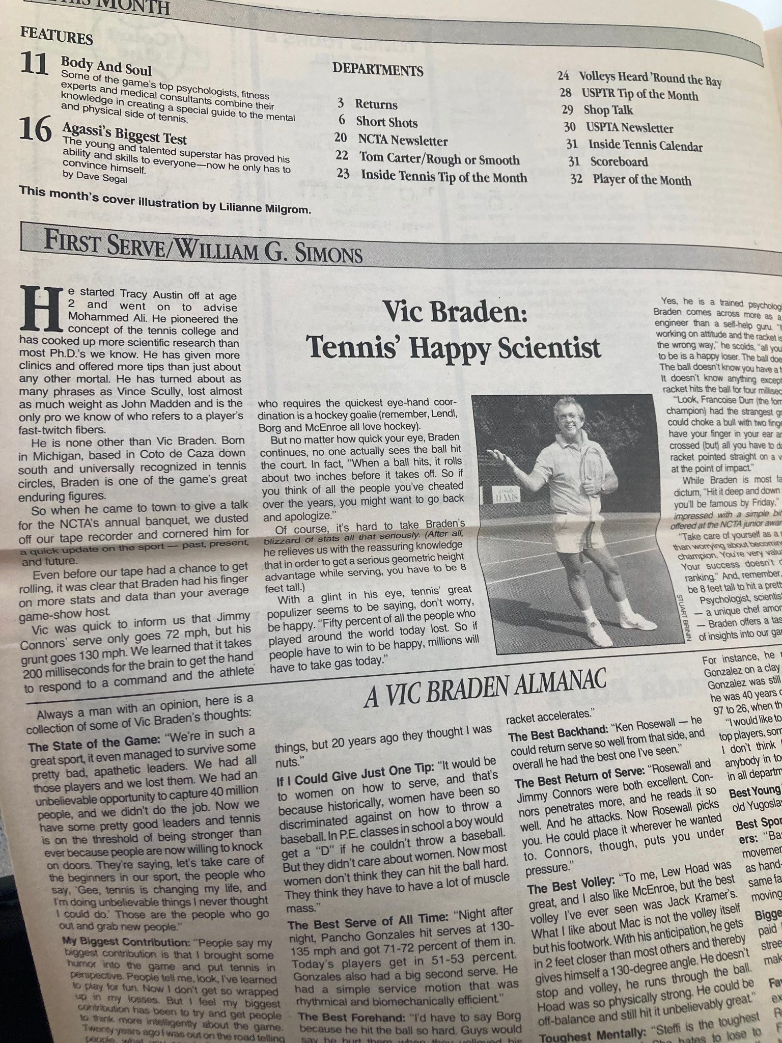 VTG Inside Tennis Magazine December 1988 A Guide To Mental & Physical Condition