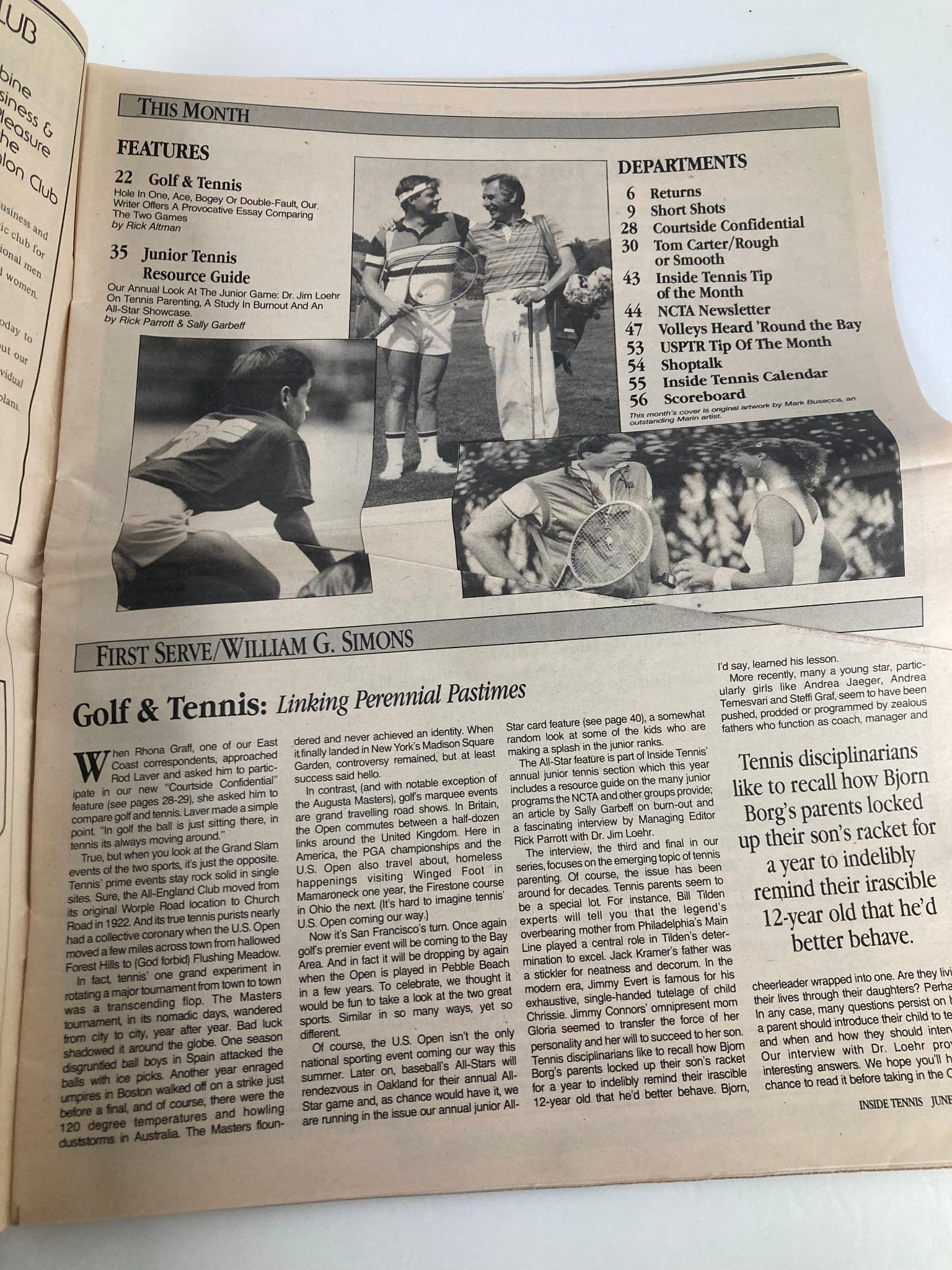 VTG Inside Tennis Magazine June 1987 Golf & Tennis Kissing or Cussing Cousins