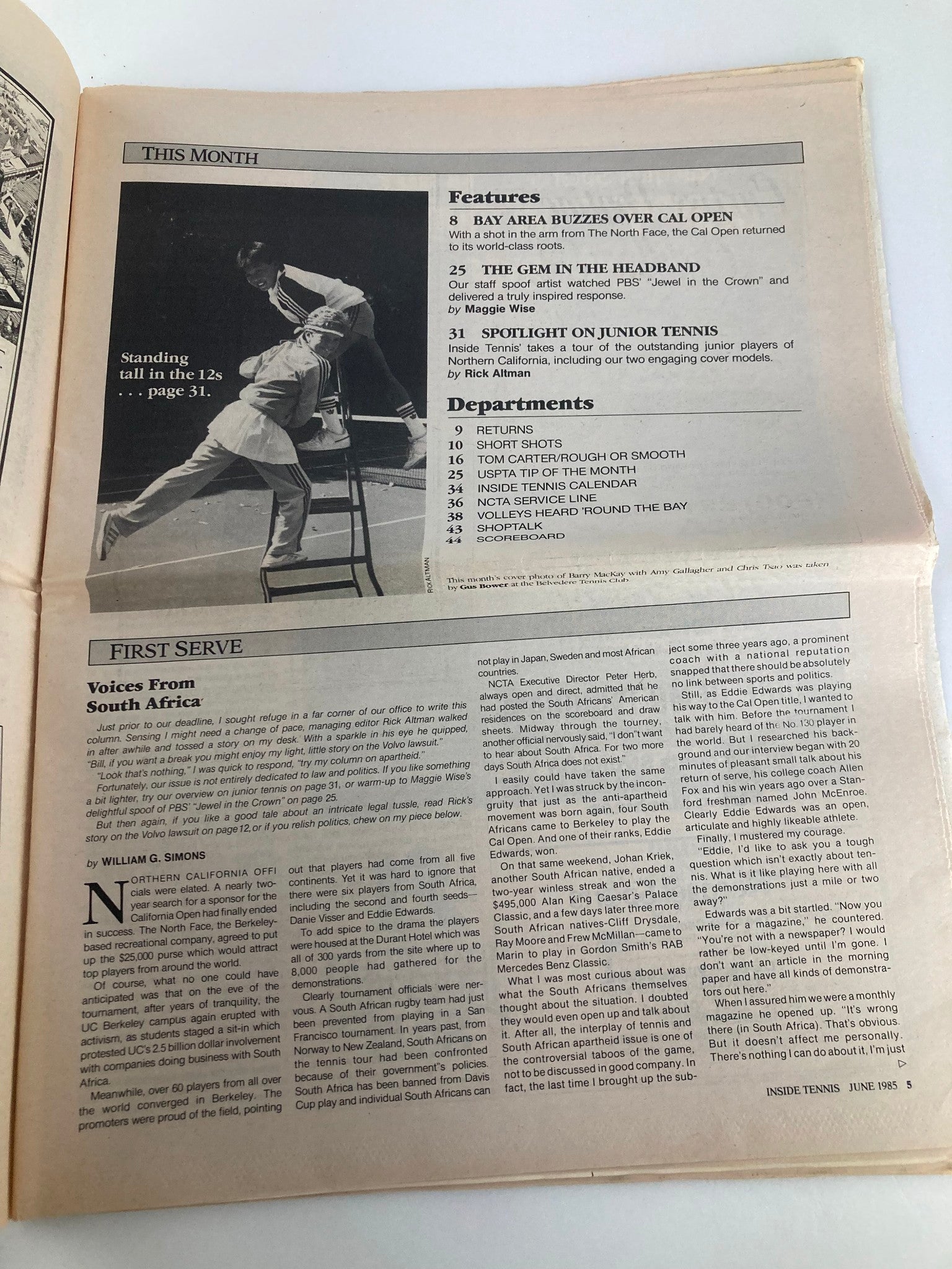 VTG Inside Tennis Magazine June 1985 Spotlight on Junior Tennis