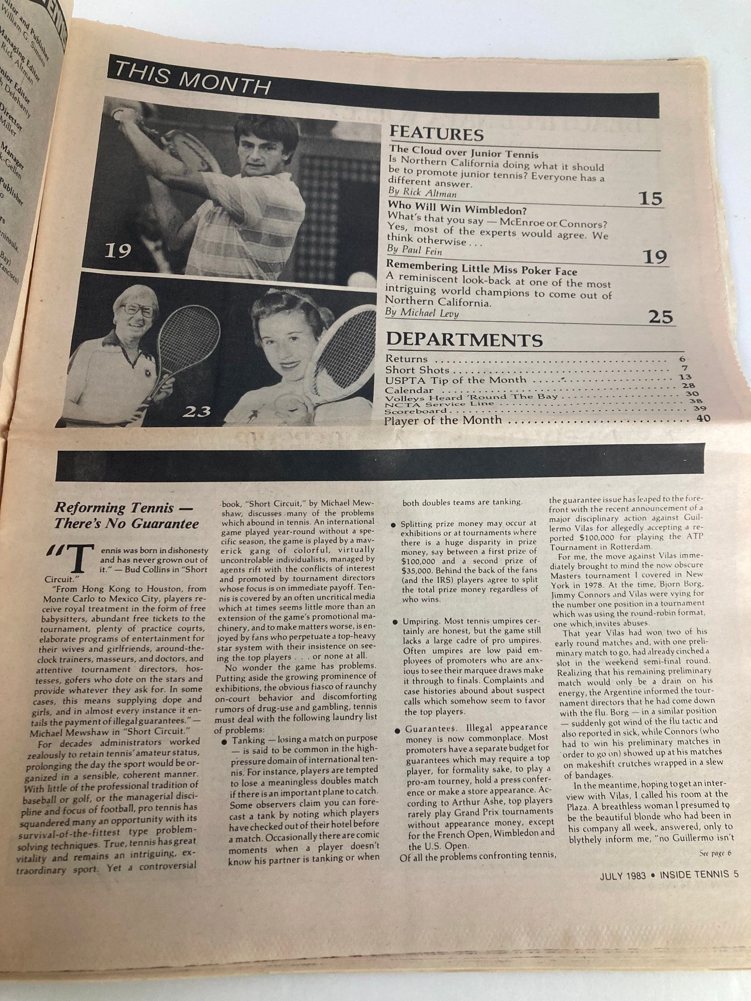 VTG Inside Tennis Magazine July 1983 Wimbledon Villain or Victim?