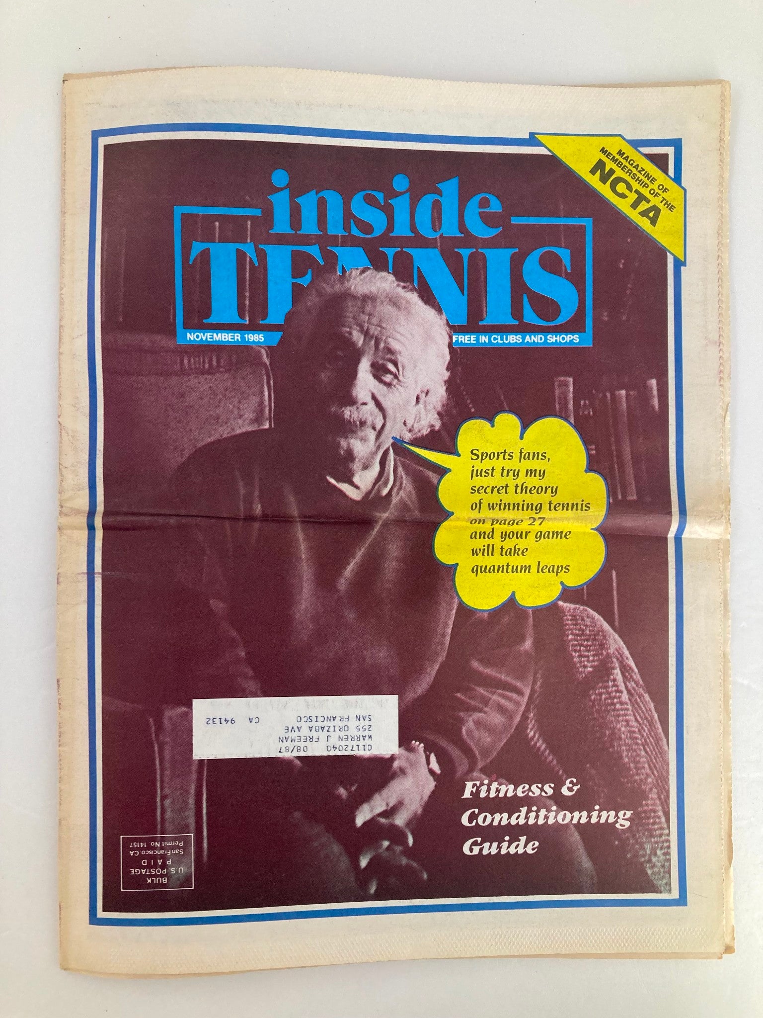 VTG Inside Tennis Magazine November 1985 Albert Einstein Fitness Guide
