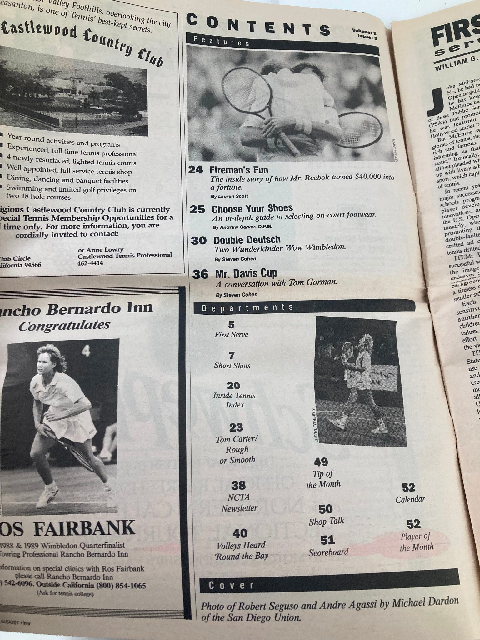 VTG Inside Tennis Magazine August 1989 Steffi and Boris Light Up Centre Court