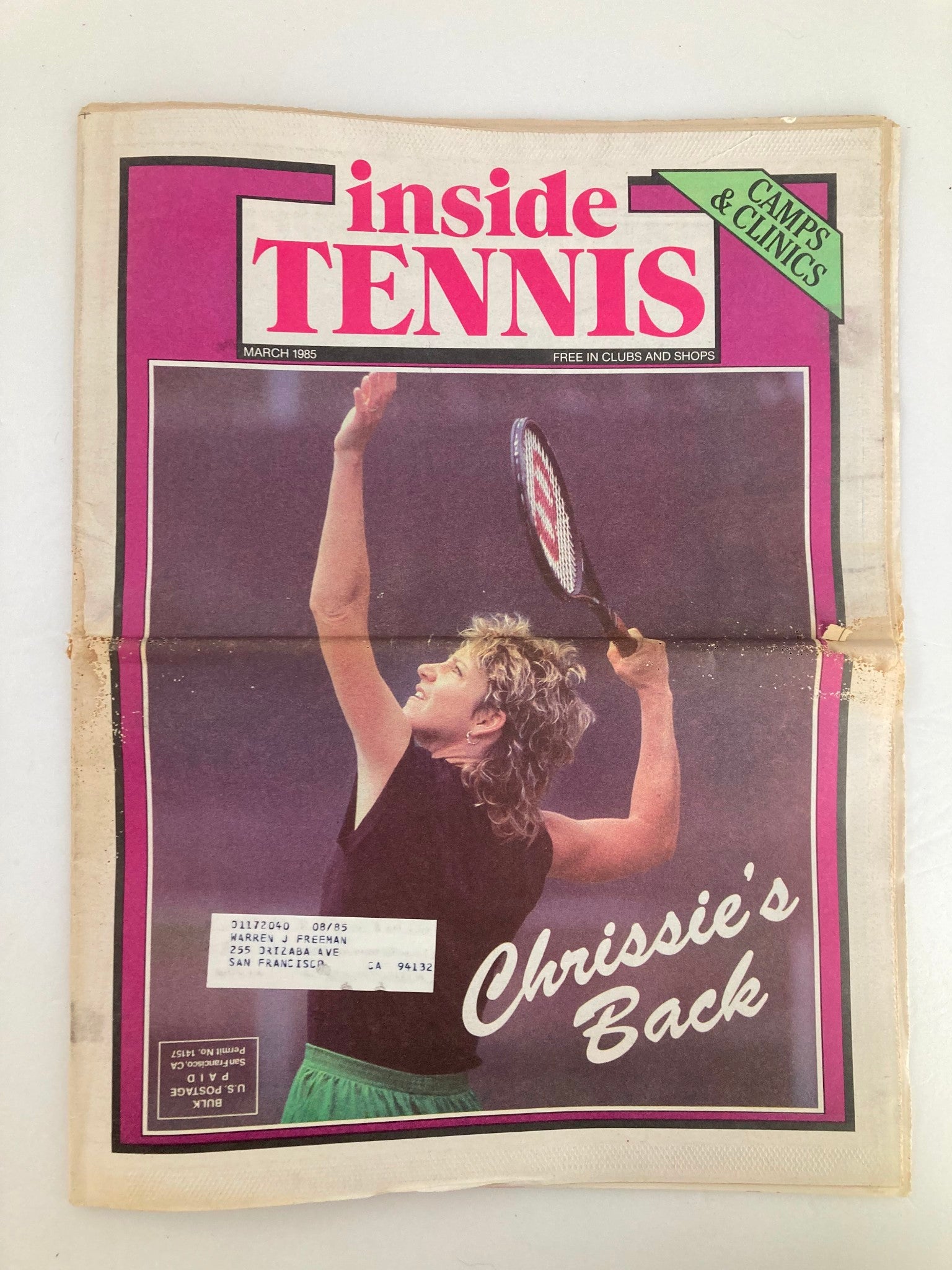 VTG Inside Tennis Magazine March 1985 Chrissie Evert's Back