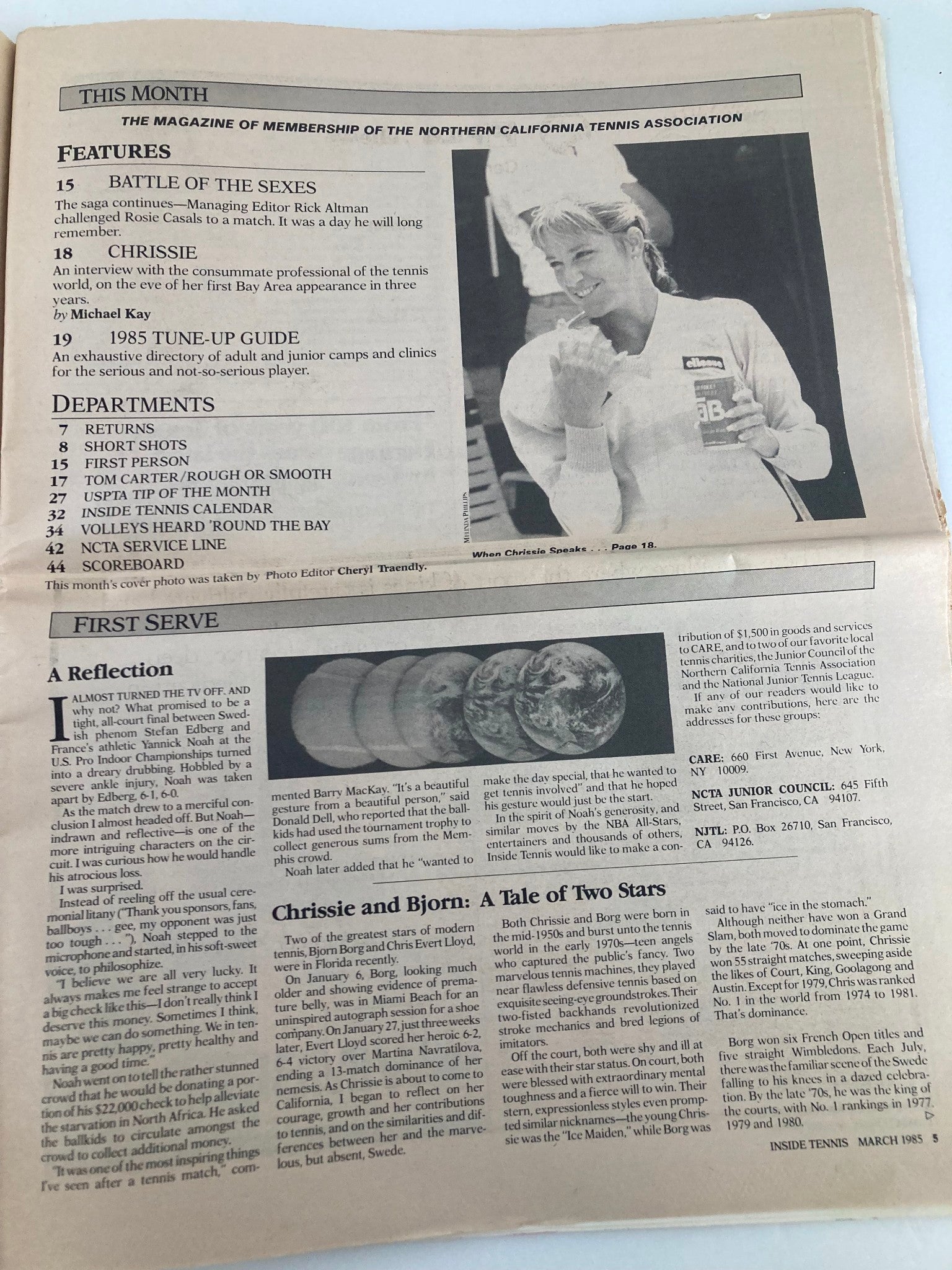 VTG Inside Tennis Magazine March 1985 Chrissie Evert's Back