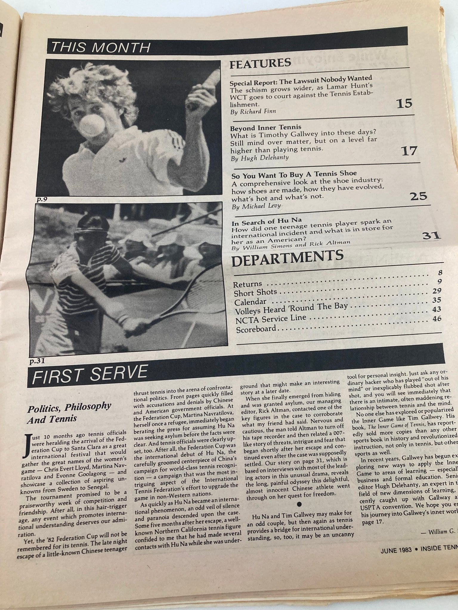 VTG Inside Tennis Magazine June 1983 Hu Na A Tale of Intrigue Beyond Tennis