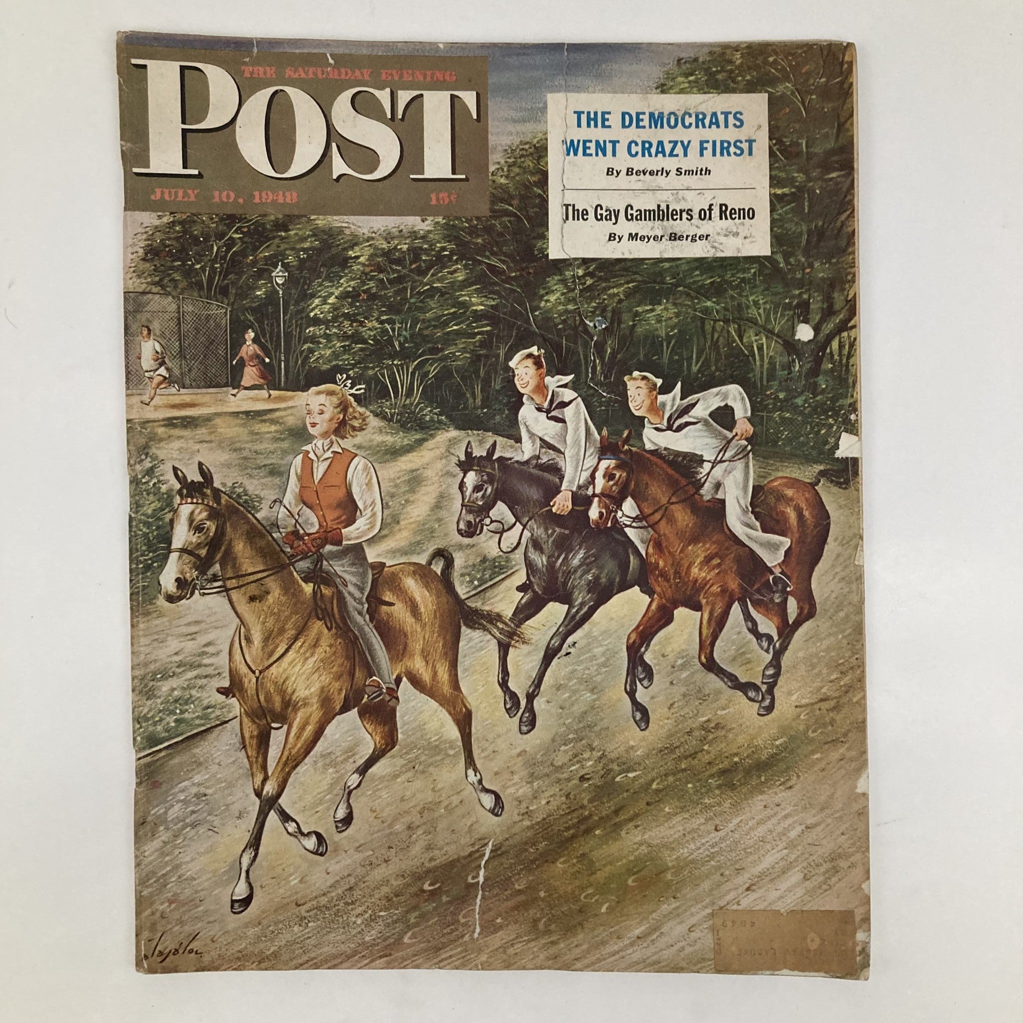 Saturday Evening Post Magazine July 10 1948 Ride Illustrated Cover Alajalov