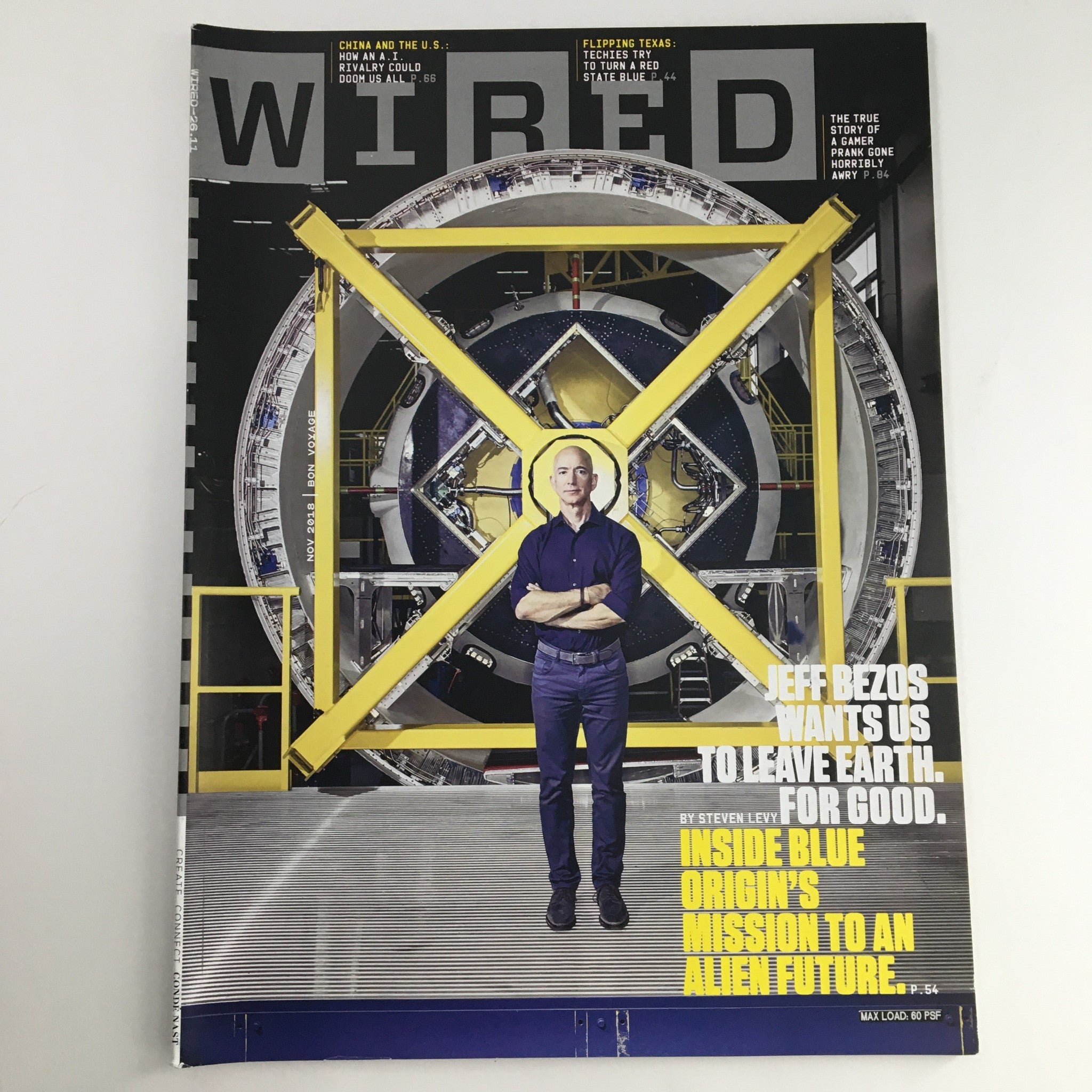 Wired Magazine November 2018 Jeff Bezos & Inside Blue Origin Mission, No Label