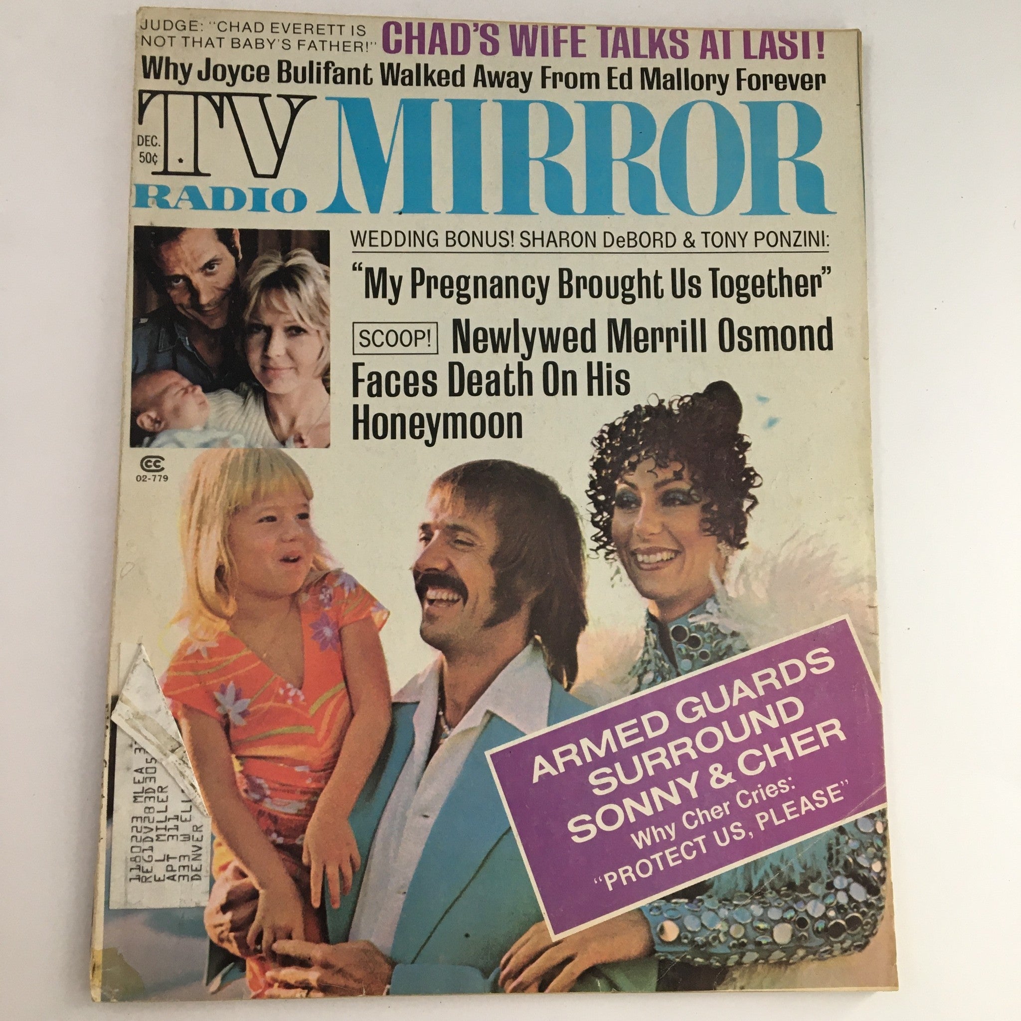 TV Radio Mirror Magazine December 1973 Vol 74 #1 Sonny & Cher & Tony Ponzini