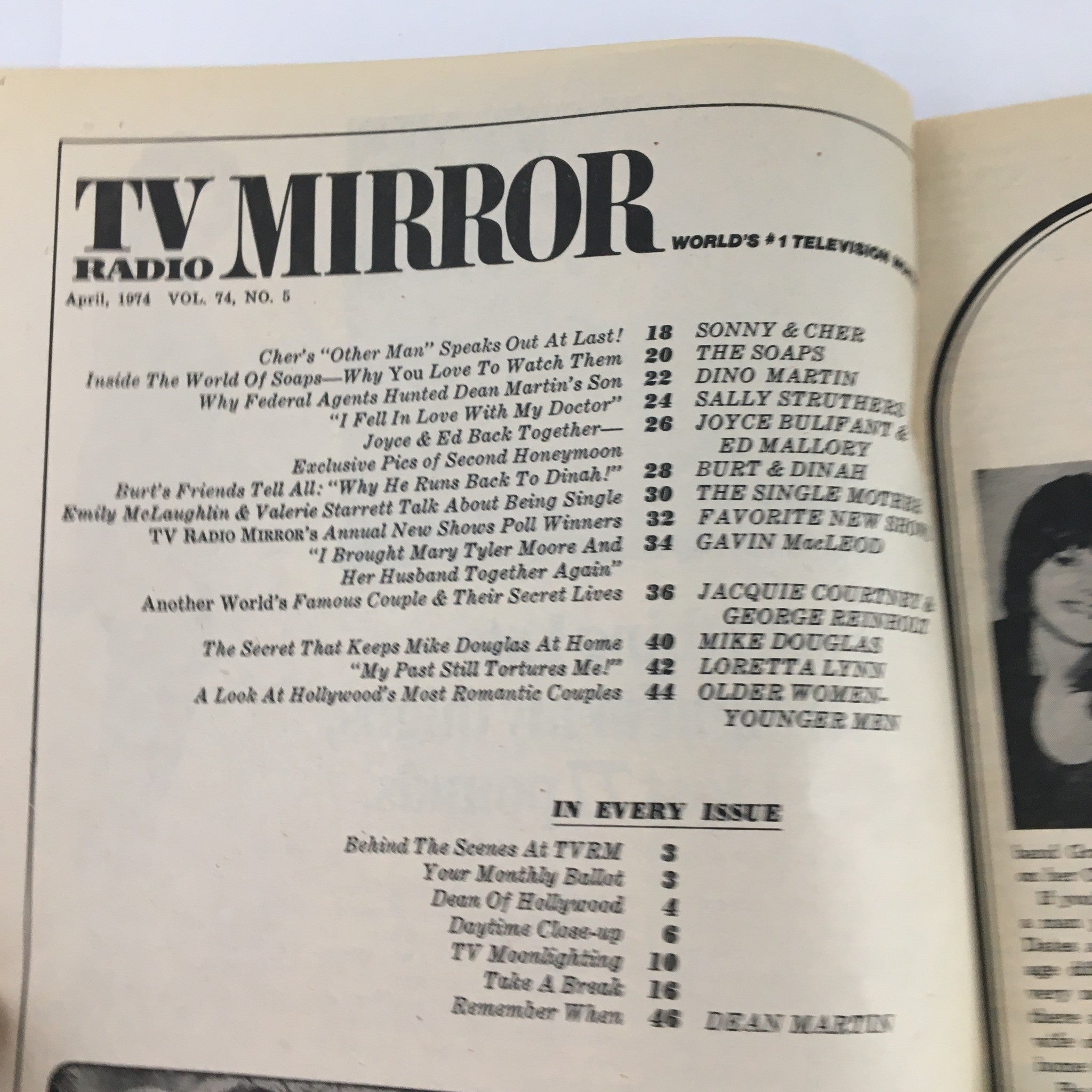 TV Radio Mirror Magazine April 1974 Vol 74 #5 Cher Speaks Out & Loretta Lynn