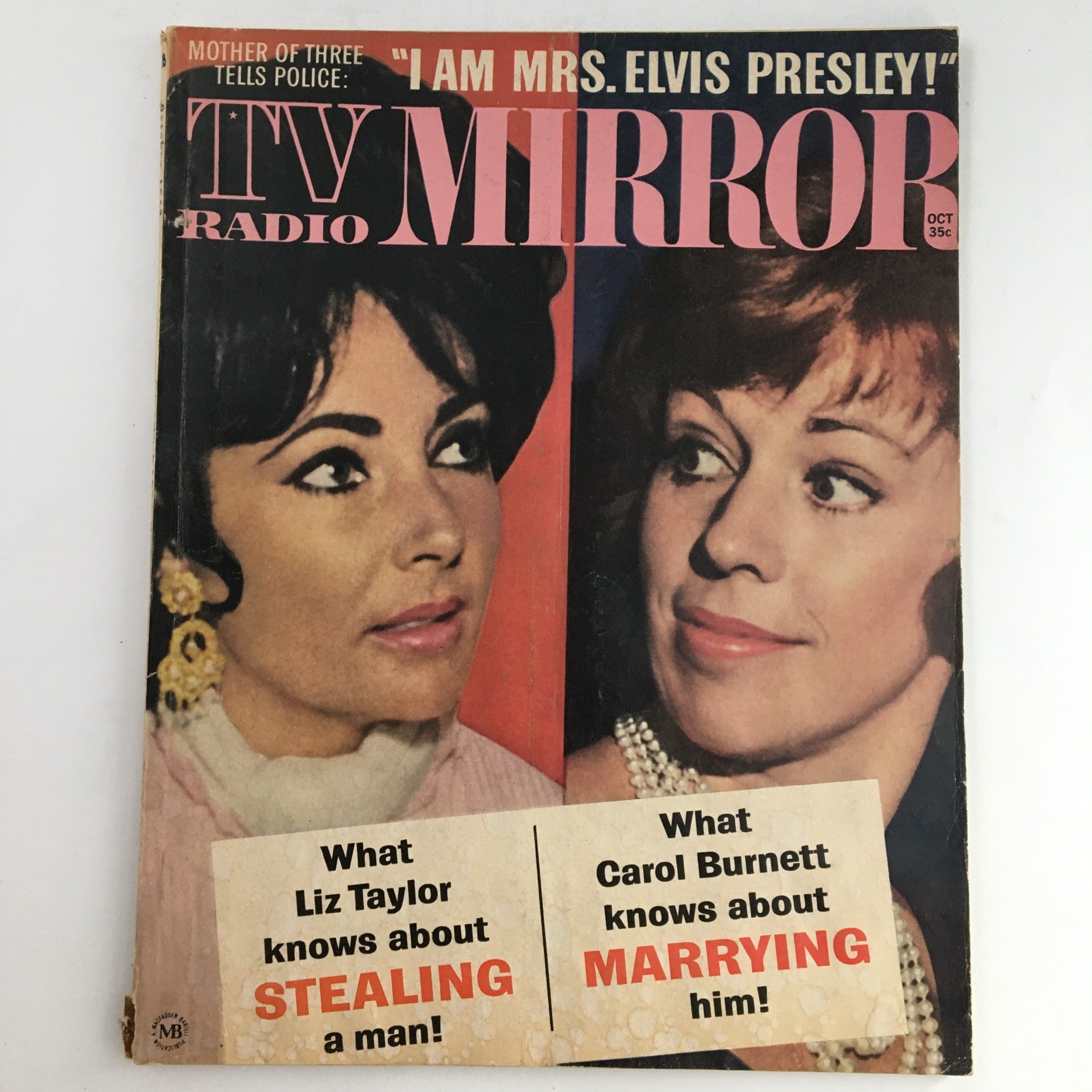 TV Radio Mirror Magazine October 1963 Vol 60 #5 Liz Taylor & Carol Burnett