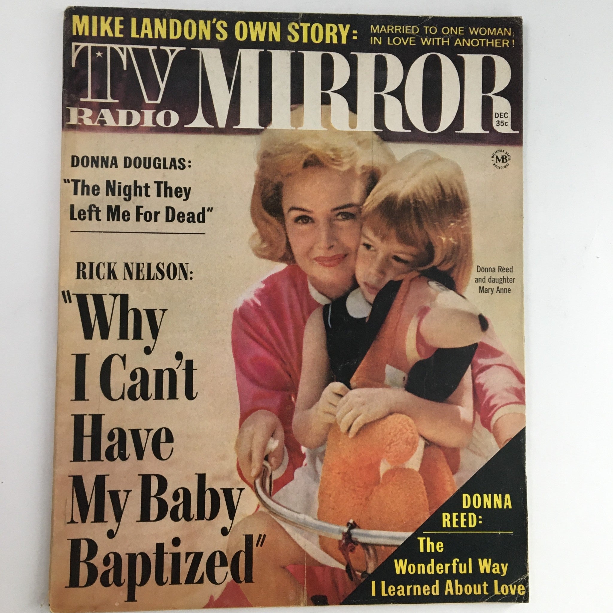 December 1963 issue of TV Radio Mirror Magazine featuring Donna Reed and her daughter Mary Anne on the cover, highlighting nostalgic TV moments from the early 60s.