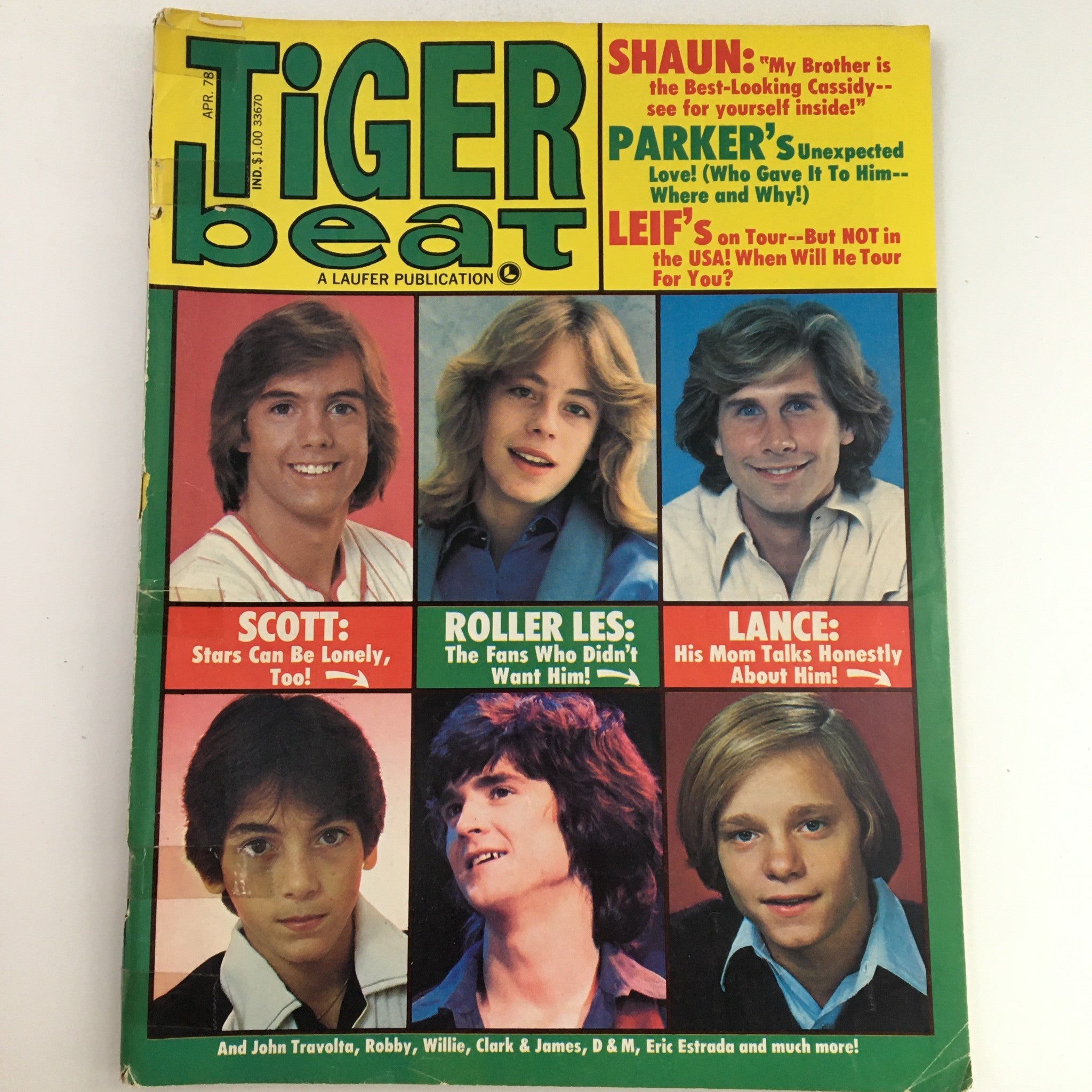 Tiger Beat Magazine April 1978 John Travolta & Clark & James & Eric Estrada