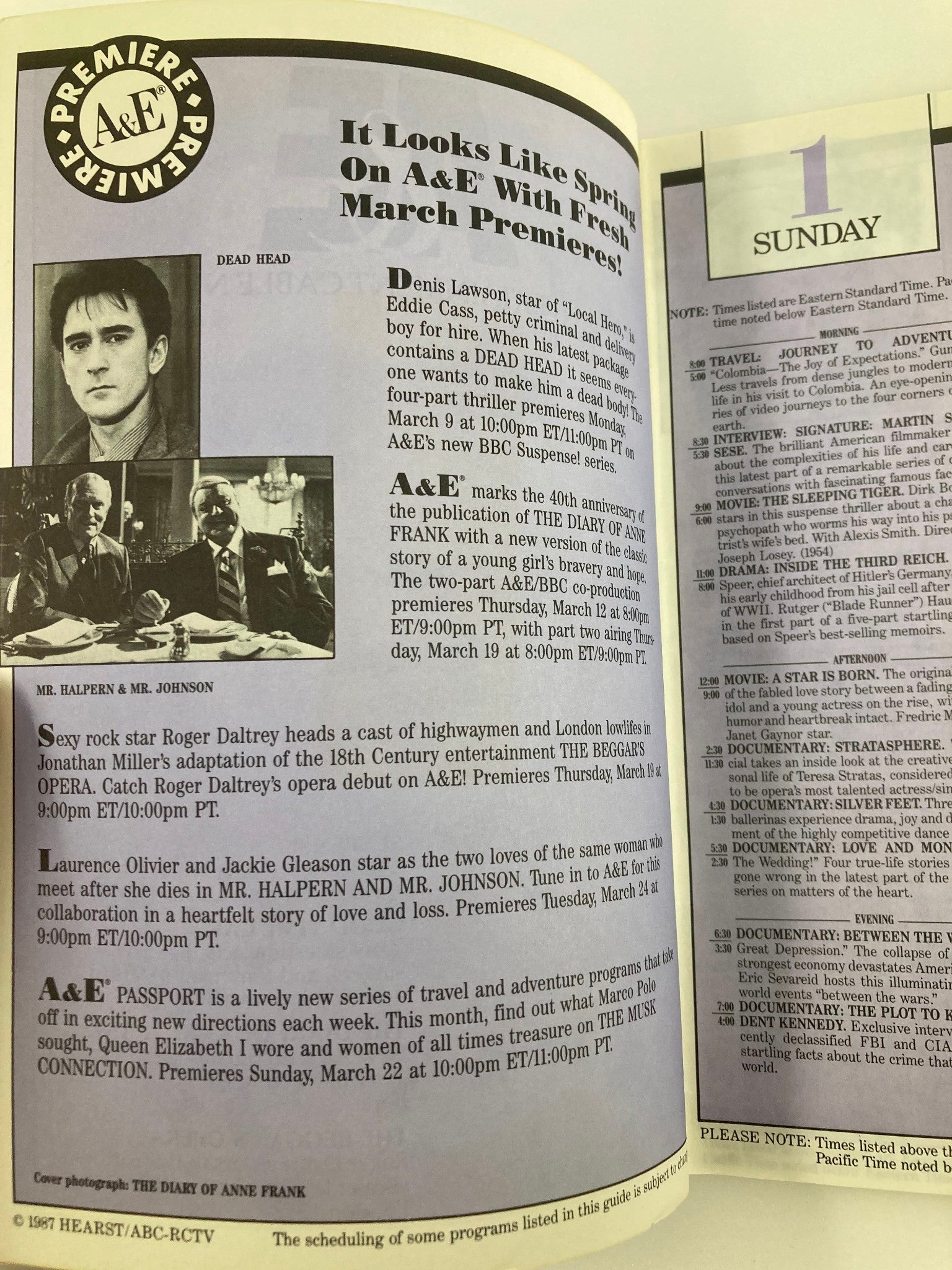 Another interior page from the VTG Inside Tennis Magazine May 1985, displaying television programming details and premieres for the month.
