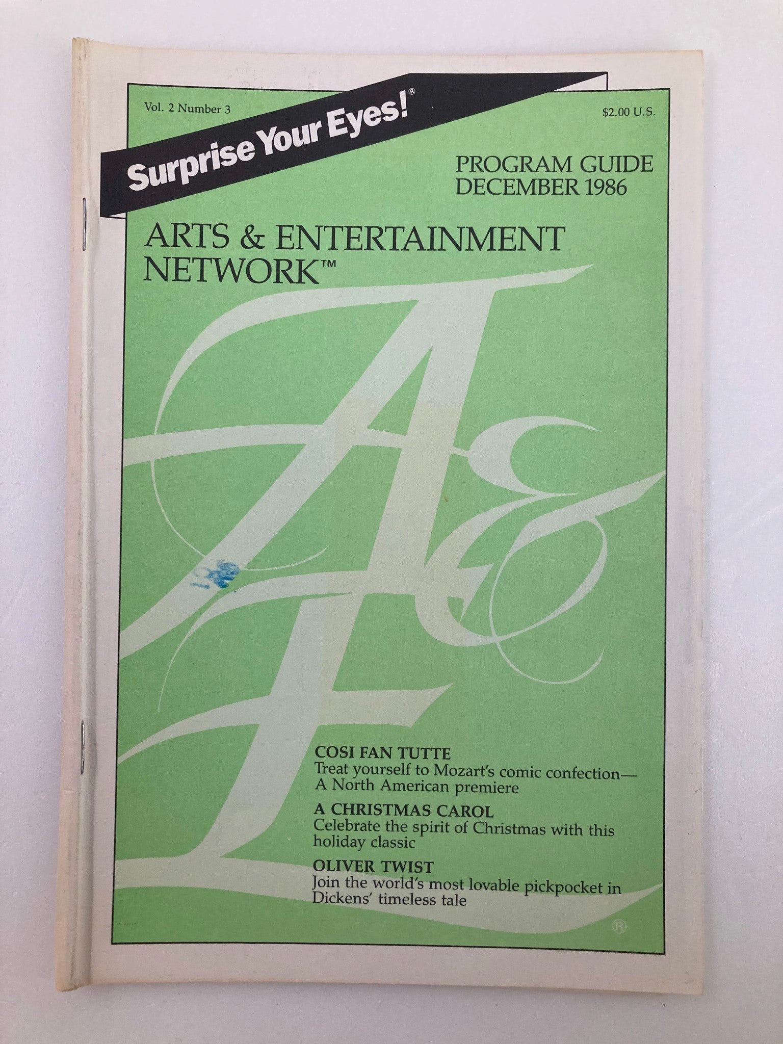 December 1986 Vol 2 #3 Program Guide Arts & Entertainment Cable Network