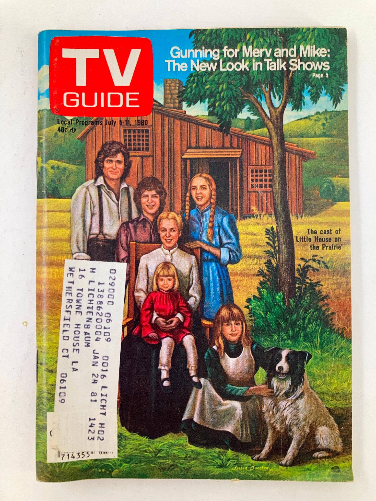 Cover of TV Guide Magazine July 5, 1980, featuring the cast of 'Little House on the Prairie' with an illustration of the show's stars set against a rustic backdrop.