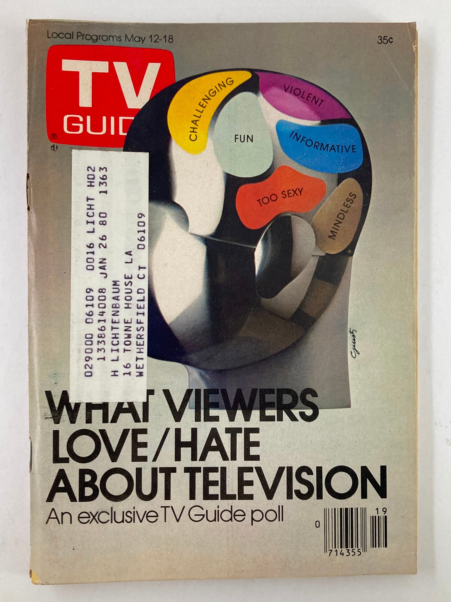 TV Guide Magazine May 12 1979 Sculpture by Giusti Western New England Edition