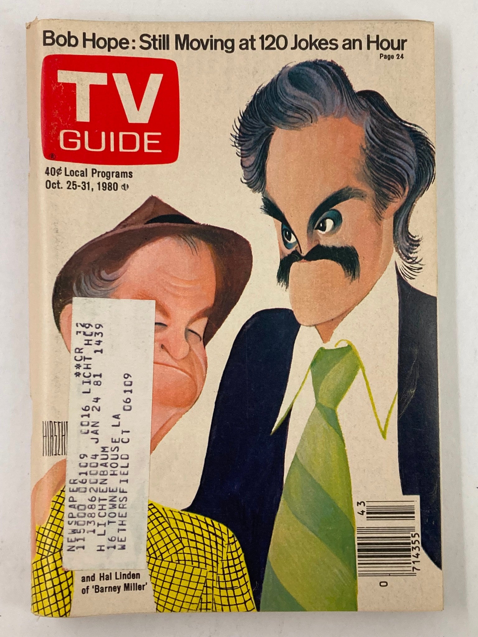 TV Guide Magazine October 25 1980 James Gregory Hartford-New Haven Edition