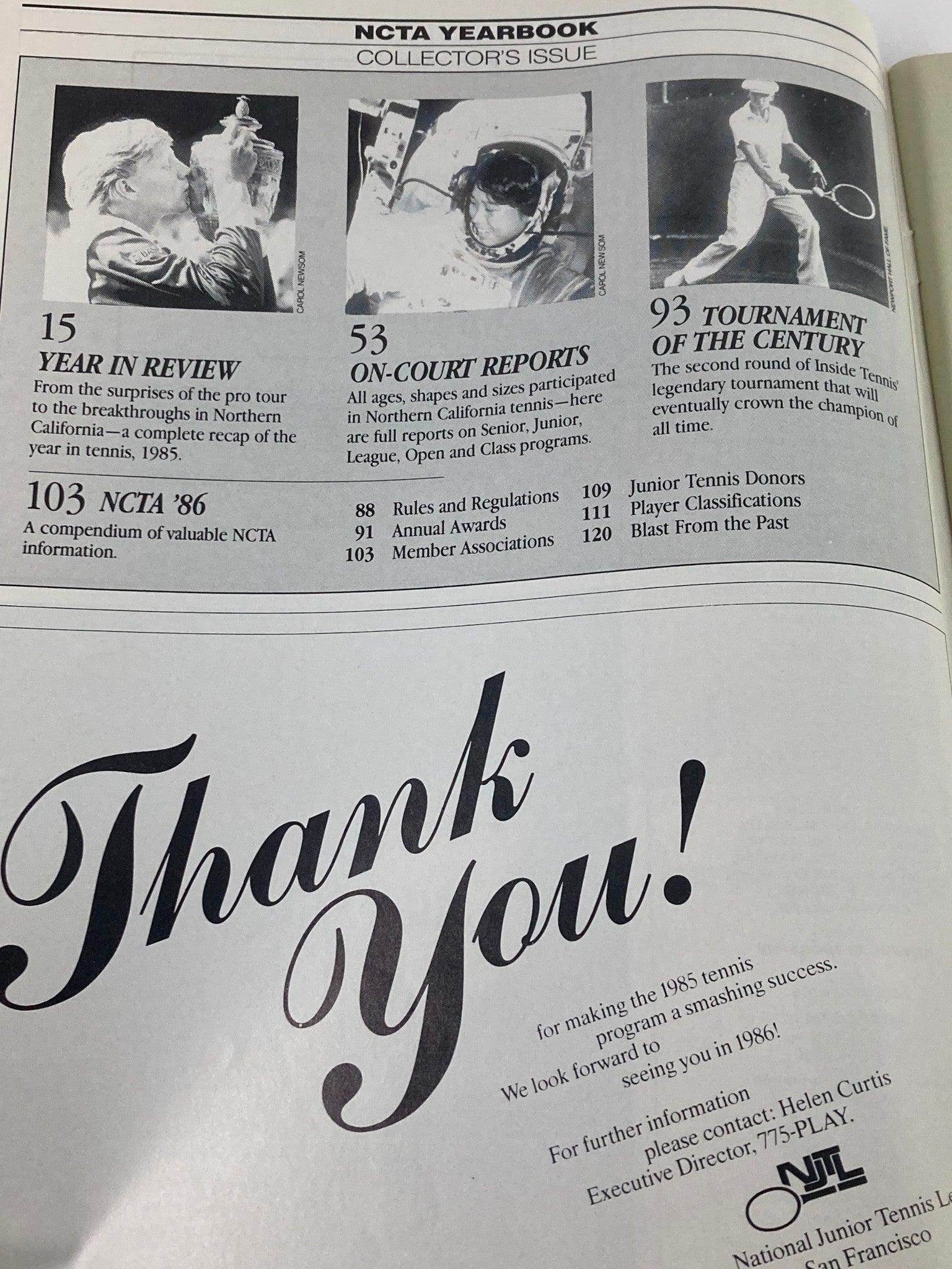 VTG Inside Tennis Magazine January 1986 The NCTA Yearbook 1986
