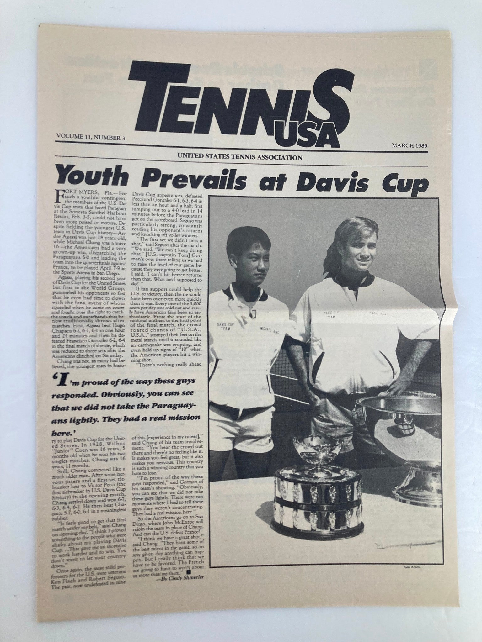 VTG Tennis USA Magazine March 1989 Vol 11 #3 Andre Agassi & Mic Chang Newspaper