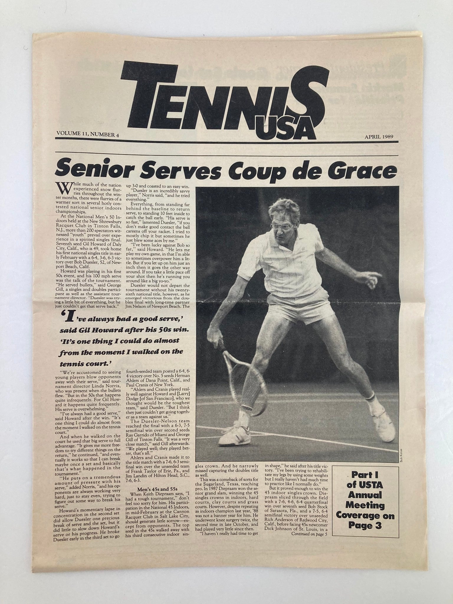 VTG Tennis USA Magazine April 1989 Vol 11 #4 Senior at Coupe de Grace Newspaper