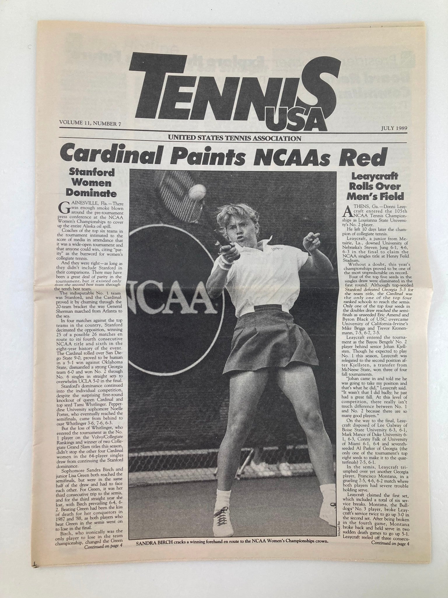 VTG Tennis USA Magazine July 1989 Vol 11 #7 Sandra Birch NCAA Women's Newspaper