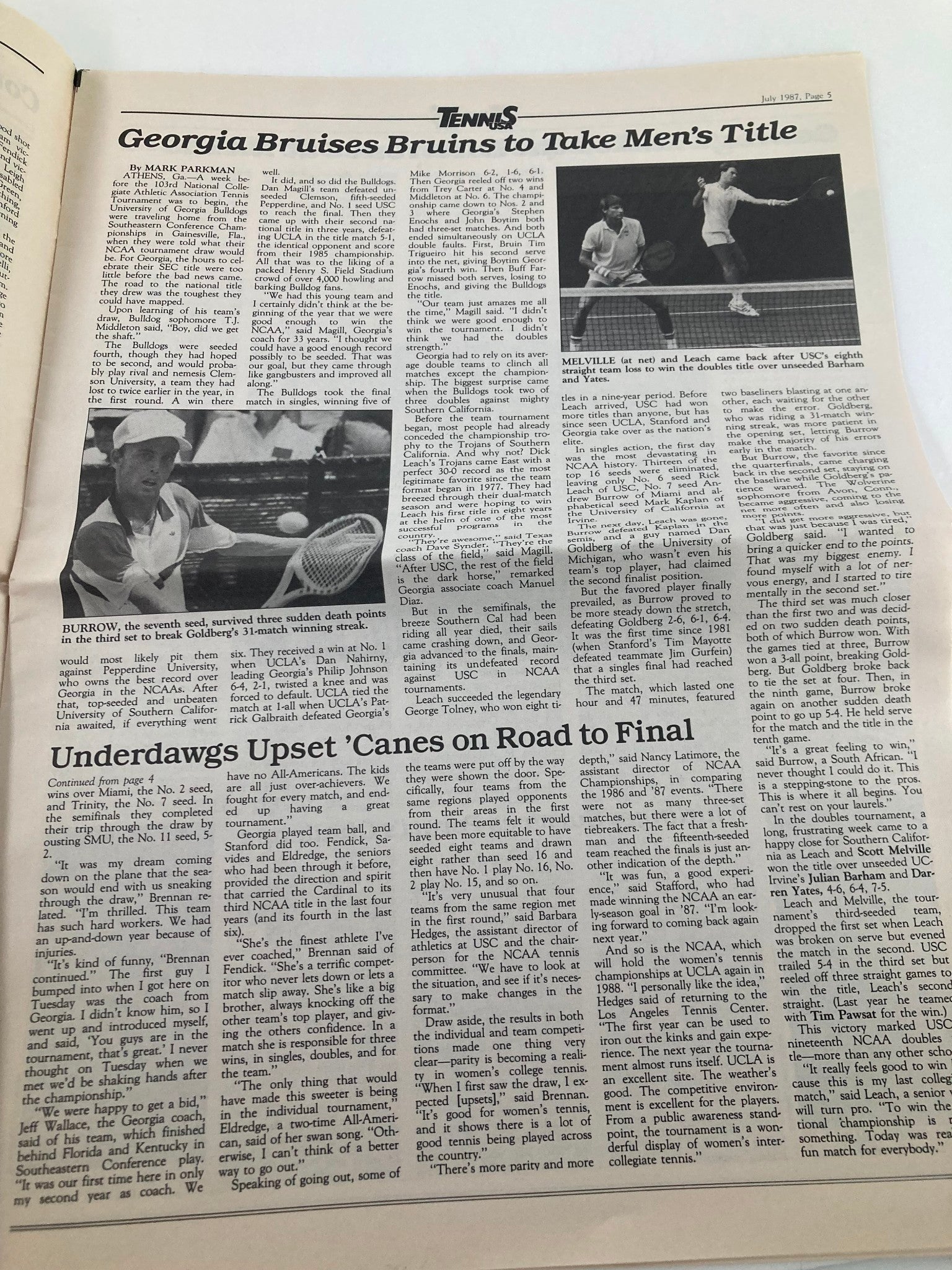 VTG Tennis USA Magazine July 1987 Vol 9 #7 The Open at The Meadows Newspaper