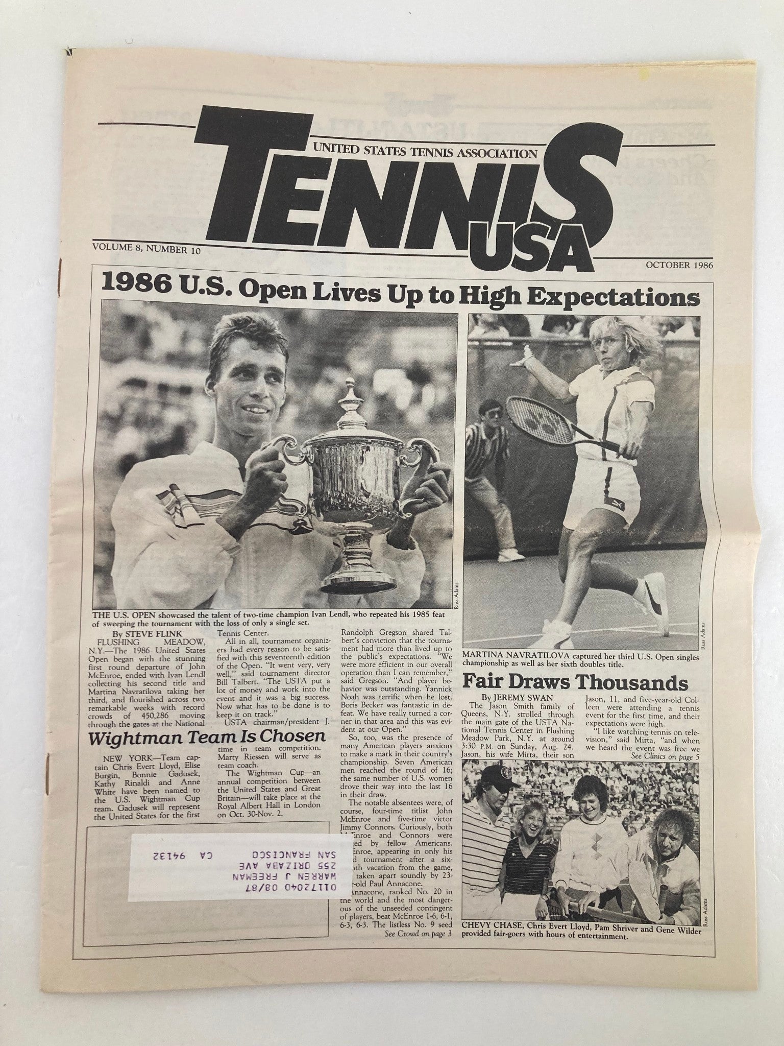 VTG Tennis USA Magazine October 1986 Vol 8 #10 Ivan Lendl & Martina Newspaper