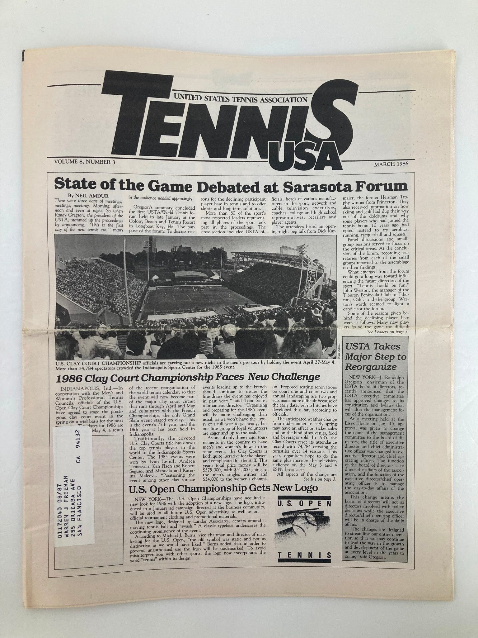 VTG Tennis USA Magazine March 1986 Vol 8 #3 State of the Game Debated Newspaper