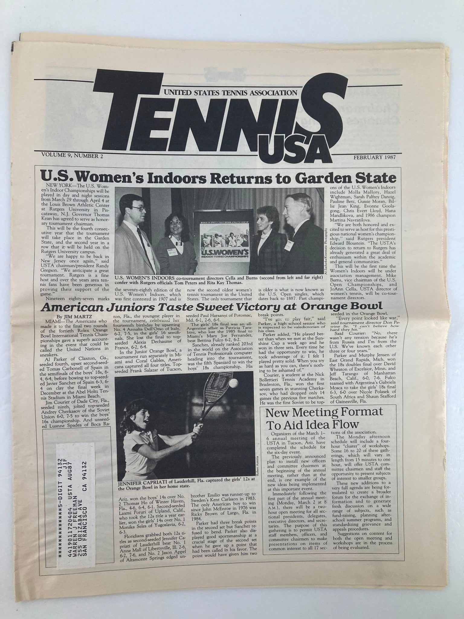 VTG Tennis USA Magazine February 1987 Vol 9 #2 Directors Cella & Burns Newspaper