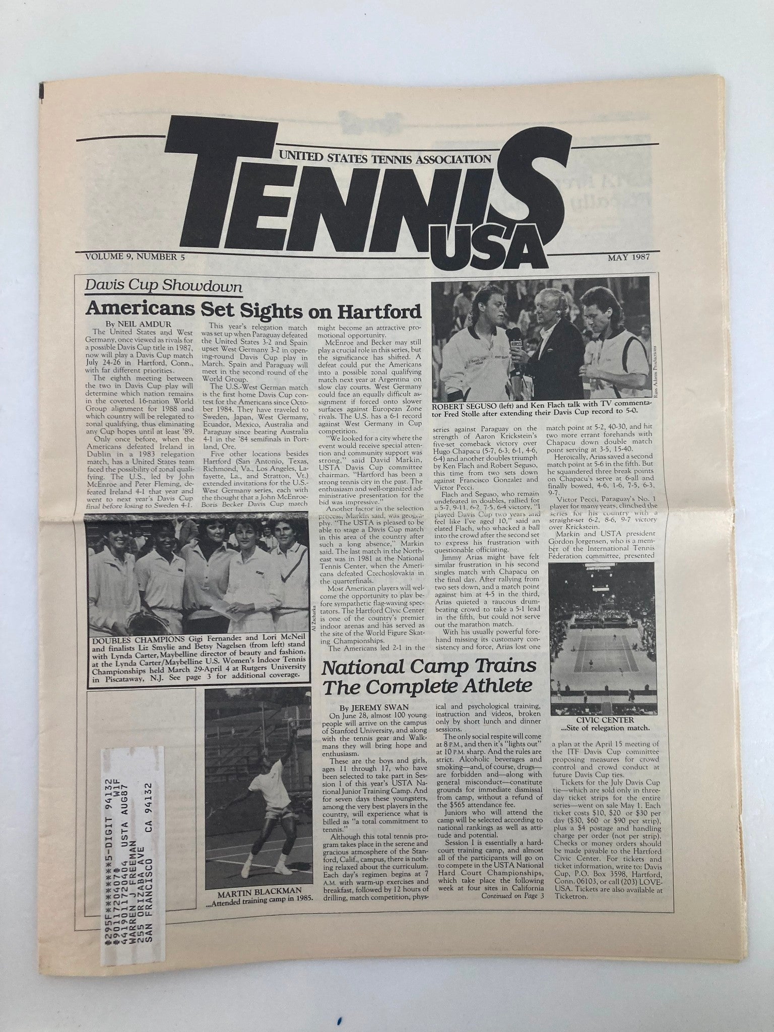 VTG Tennis USA Magazine May 1987 Vol 9 #5 Robert Seguso & Ken Flach Newspaper