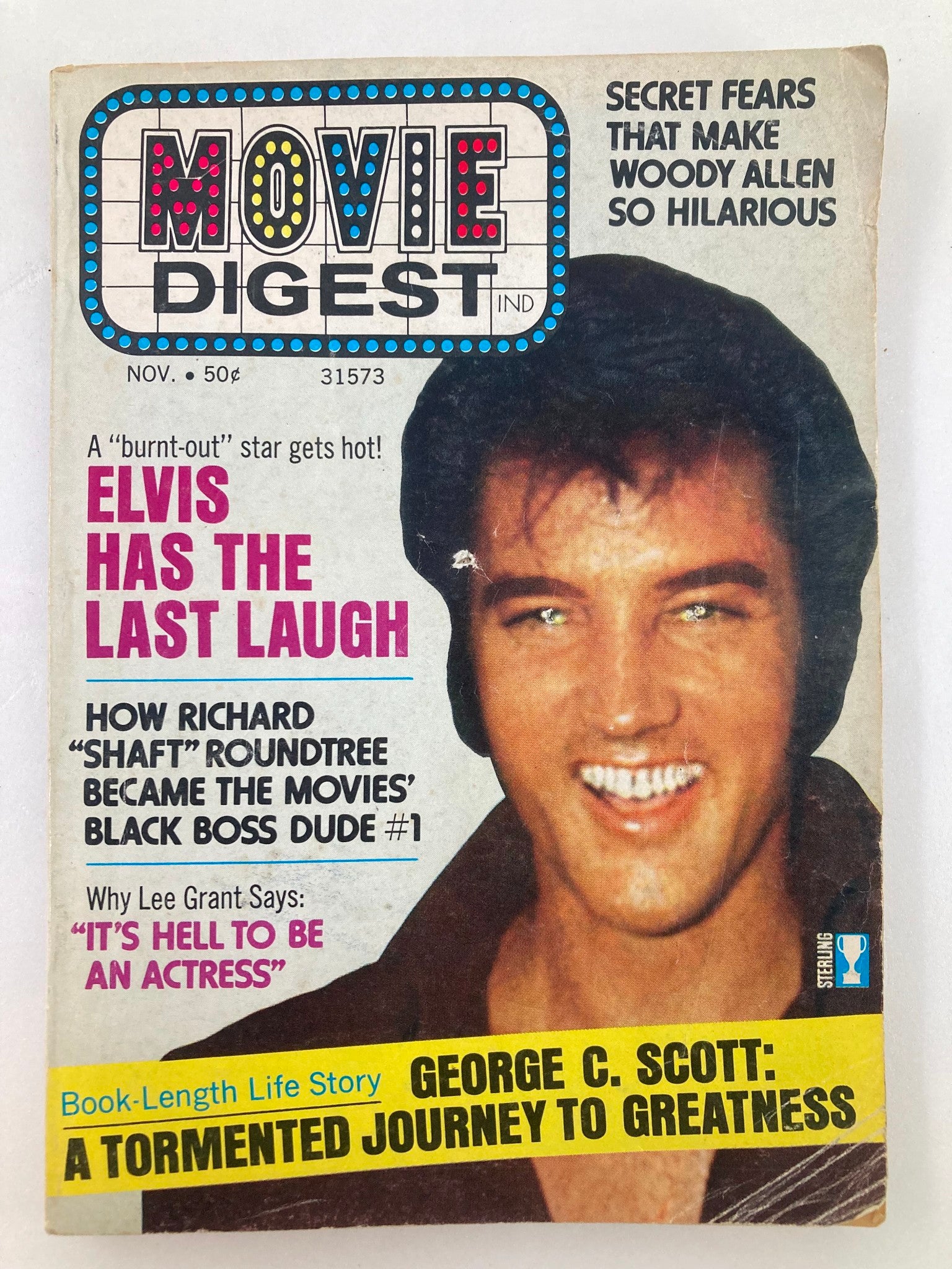 VTG Movie Digest Magazine November 1972 Vol 1 #6 Elvis Presley No Label