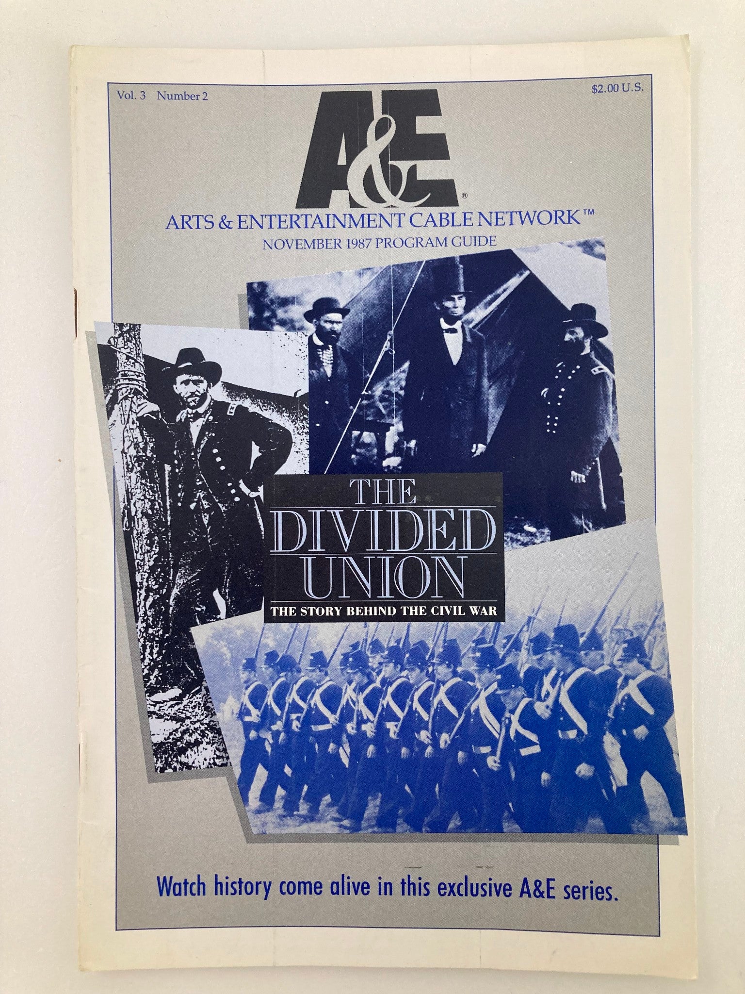 VTG A&E Cable Network Program Guide November 1987 Vol 3 #2 The Divided Union