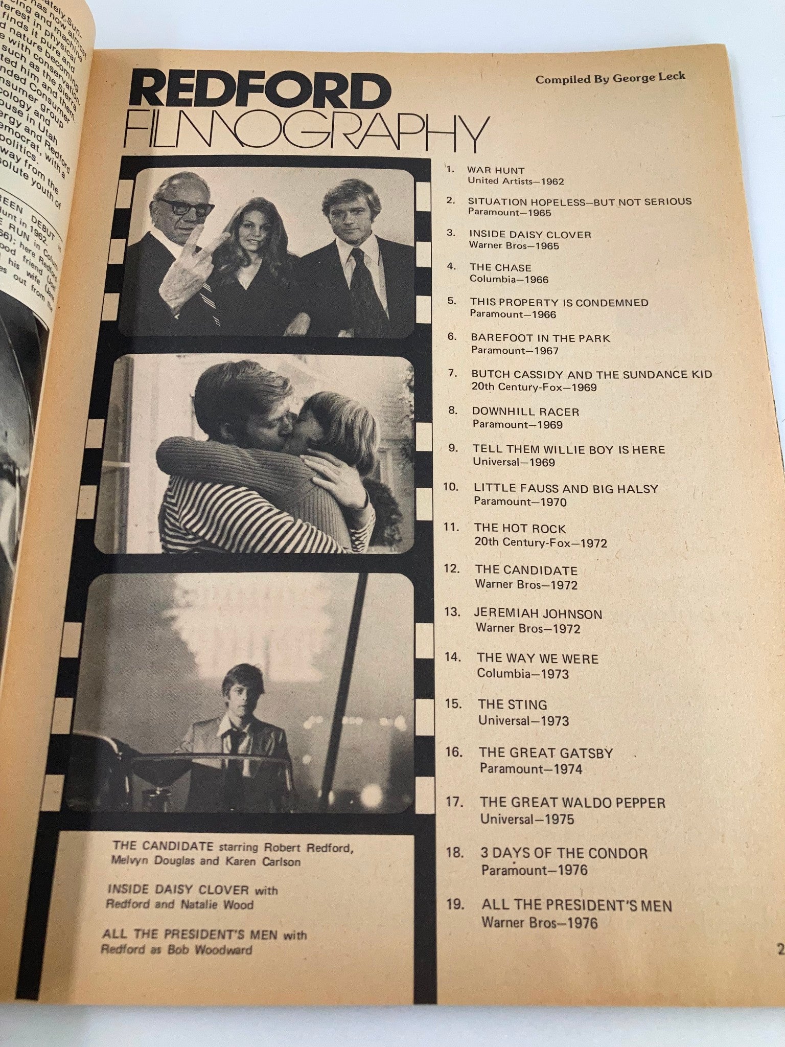 VTG E-Go Collectors Magazine Series No. 6 January 1977 Robert Redford No Label