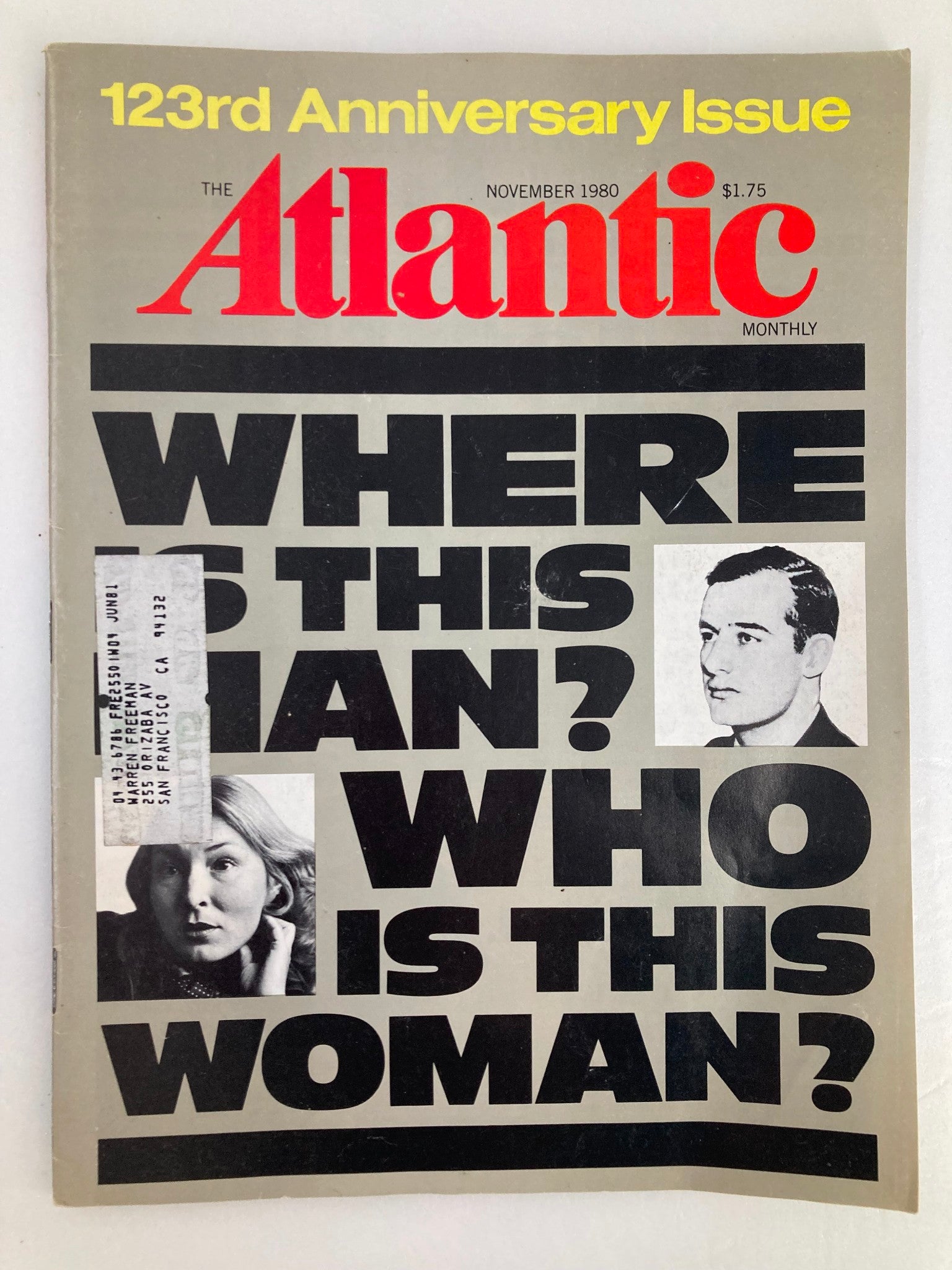 VTG The Atlantic Magazine November 1980 Where Is This Man? Where Is This Woman?