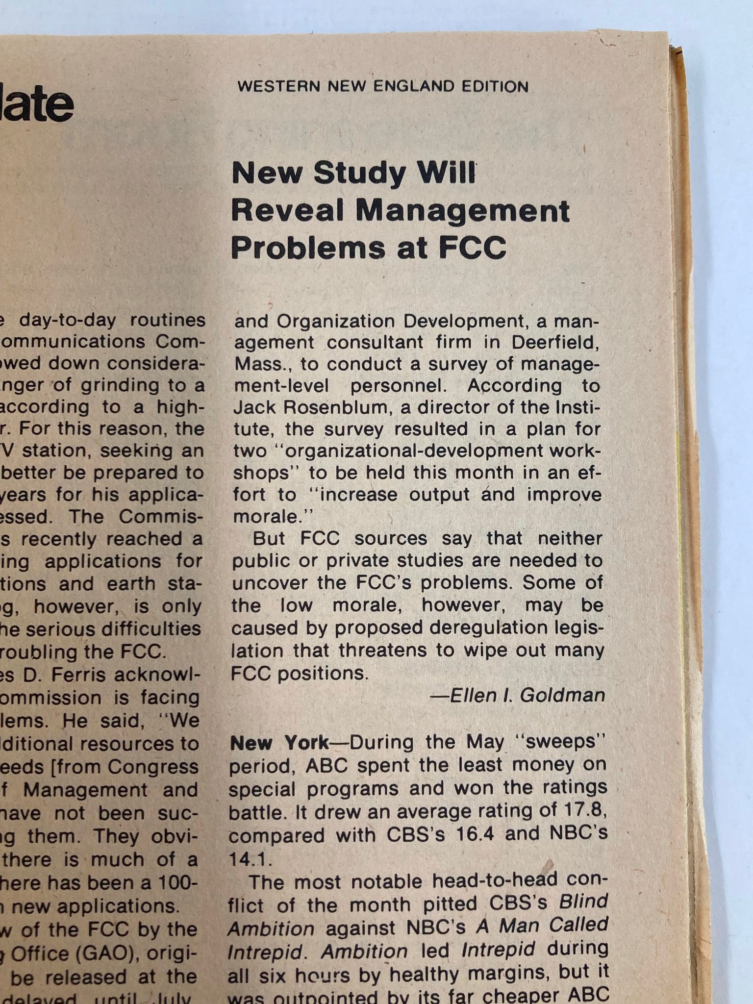 Western New England Edition of TV Guide Magazine June 16 1979 issue #1368 featuring an article about management problems at the FCC. A valuable piece for fans of vintage television and media history.