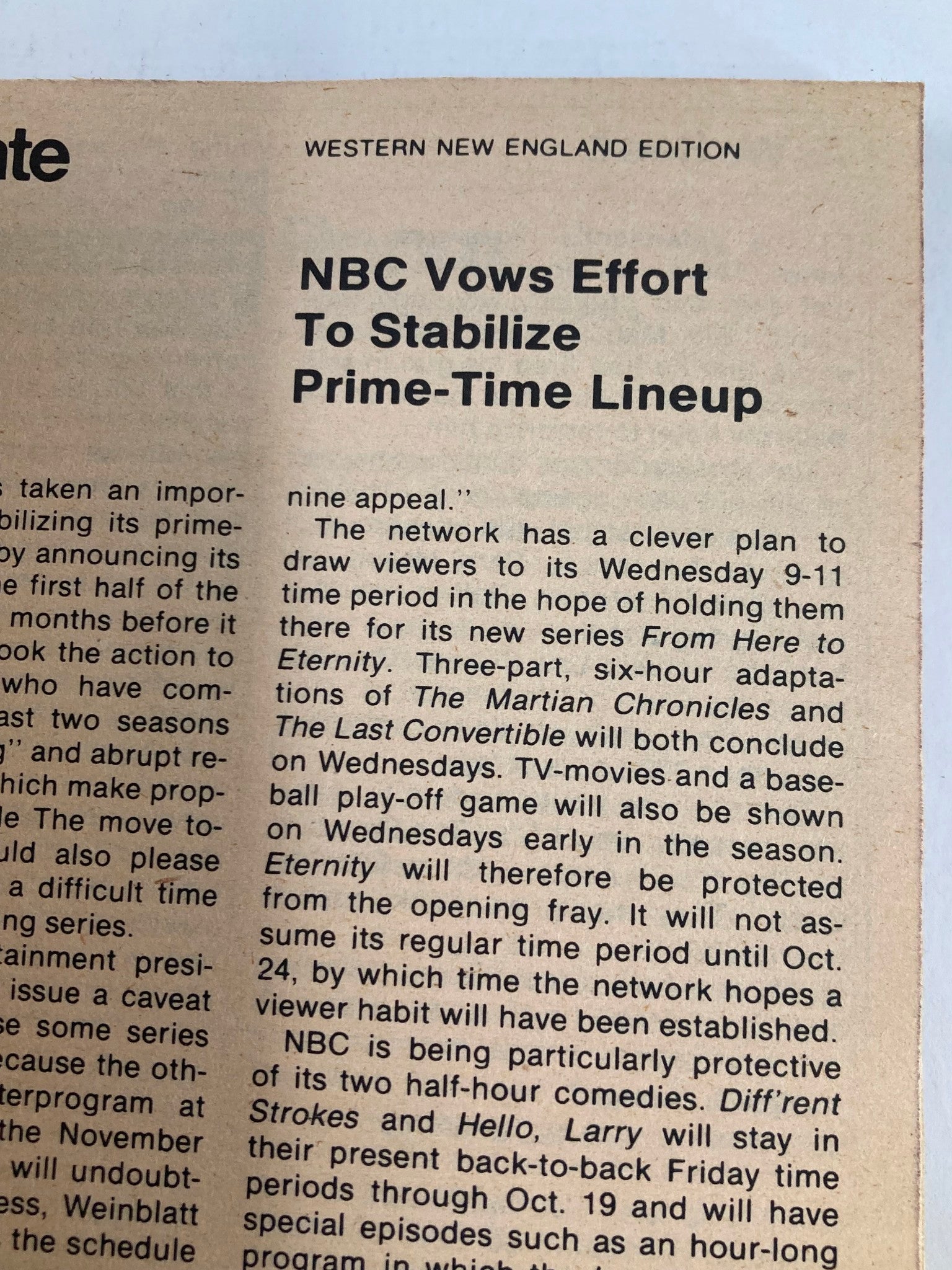 Another interior page from TV Guide Magazine July 14, 1979, featuring an article about NBC's programming efforts, providing insights into the TV landscape of the era.