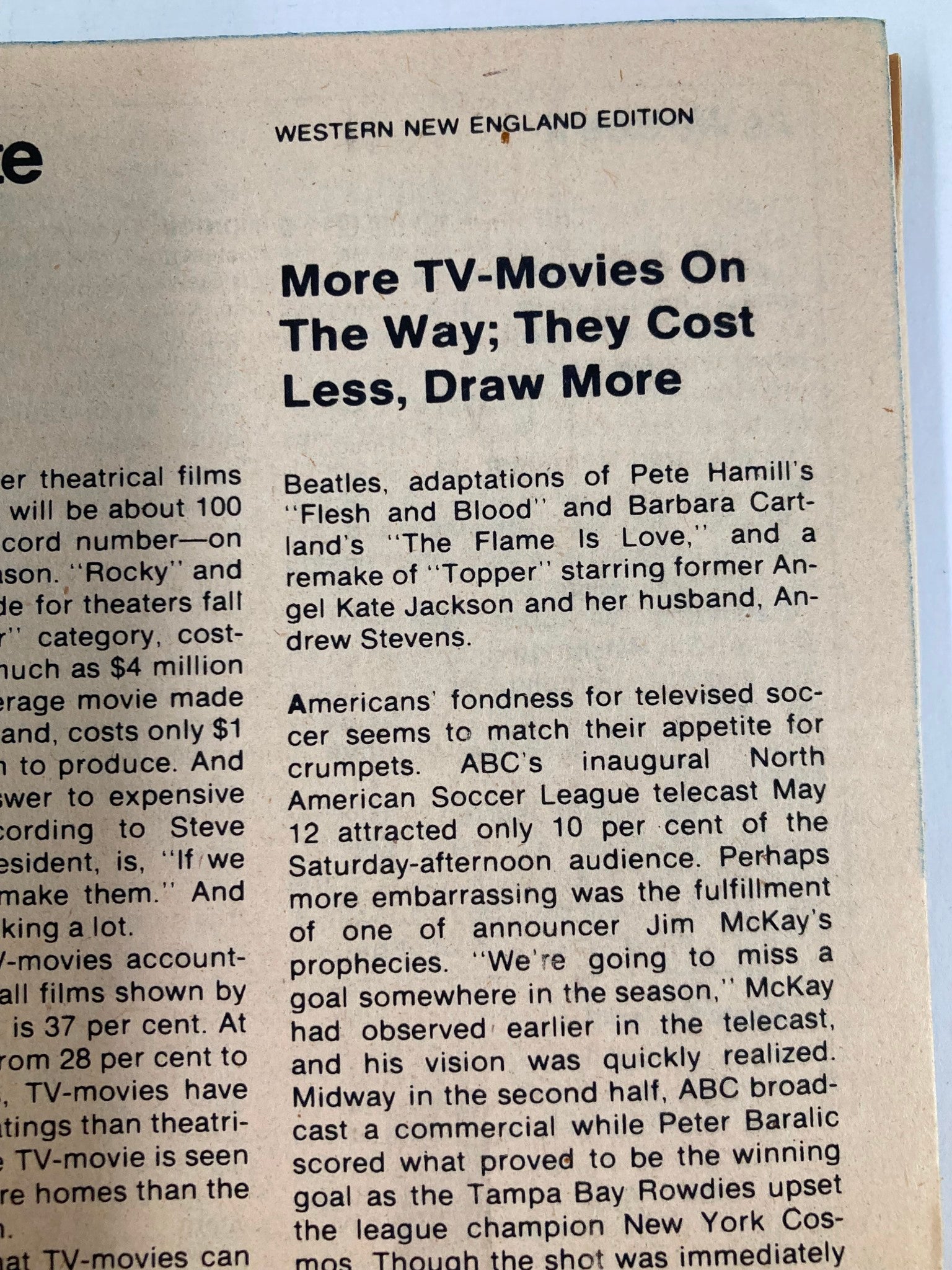 Back page of TV Guide Magazine June 2 1979 discussing upcoming TV-movies, featuring the Western New England edition layout.
