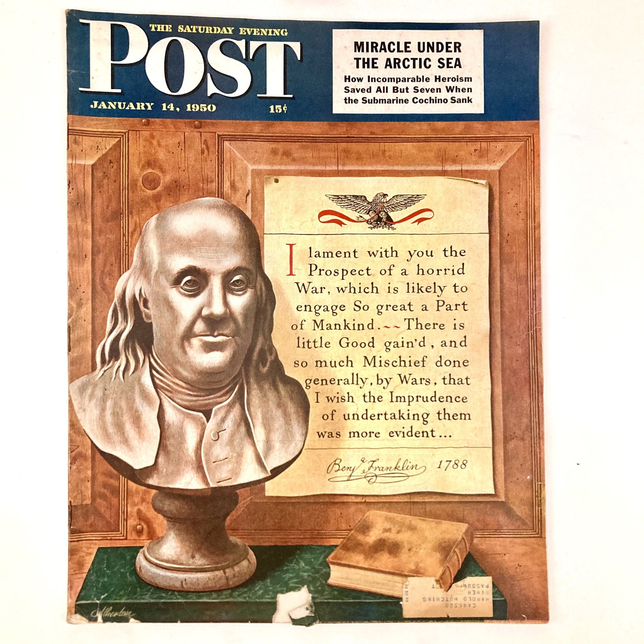 Saturday Evening Post Magazine January 14 1950 Benjamin Franklin John Atherton