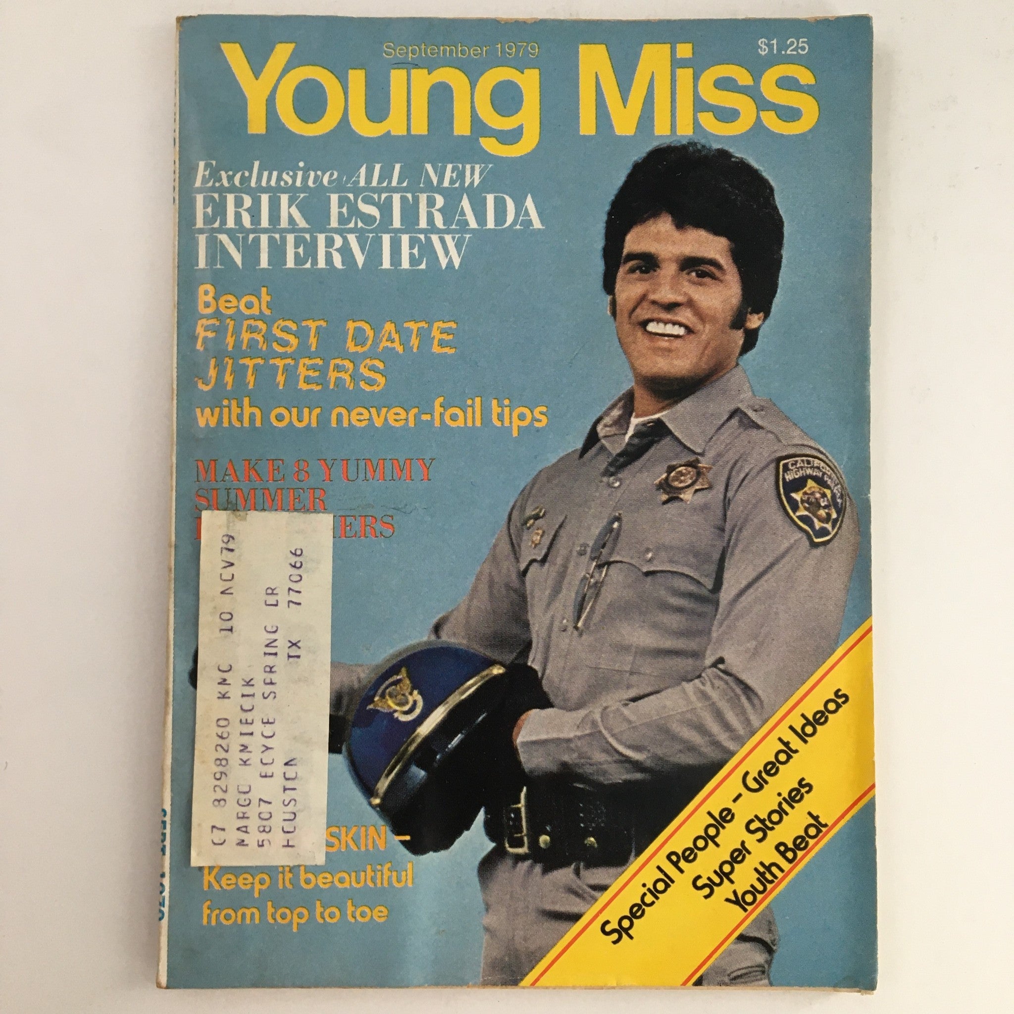 Young Miss Magazine September 1979 Erik Estrada Interview & First Date Jitters