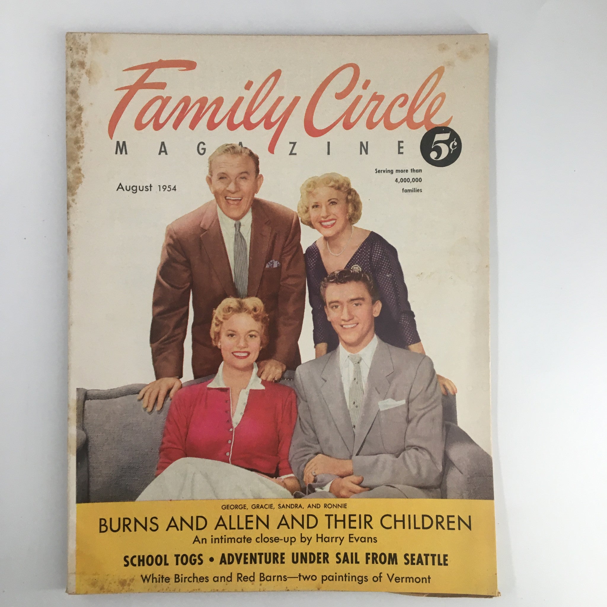 VTG Family Circle Magazine August 1954 Burns & Allen and Their Children No Label