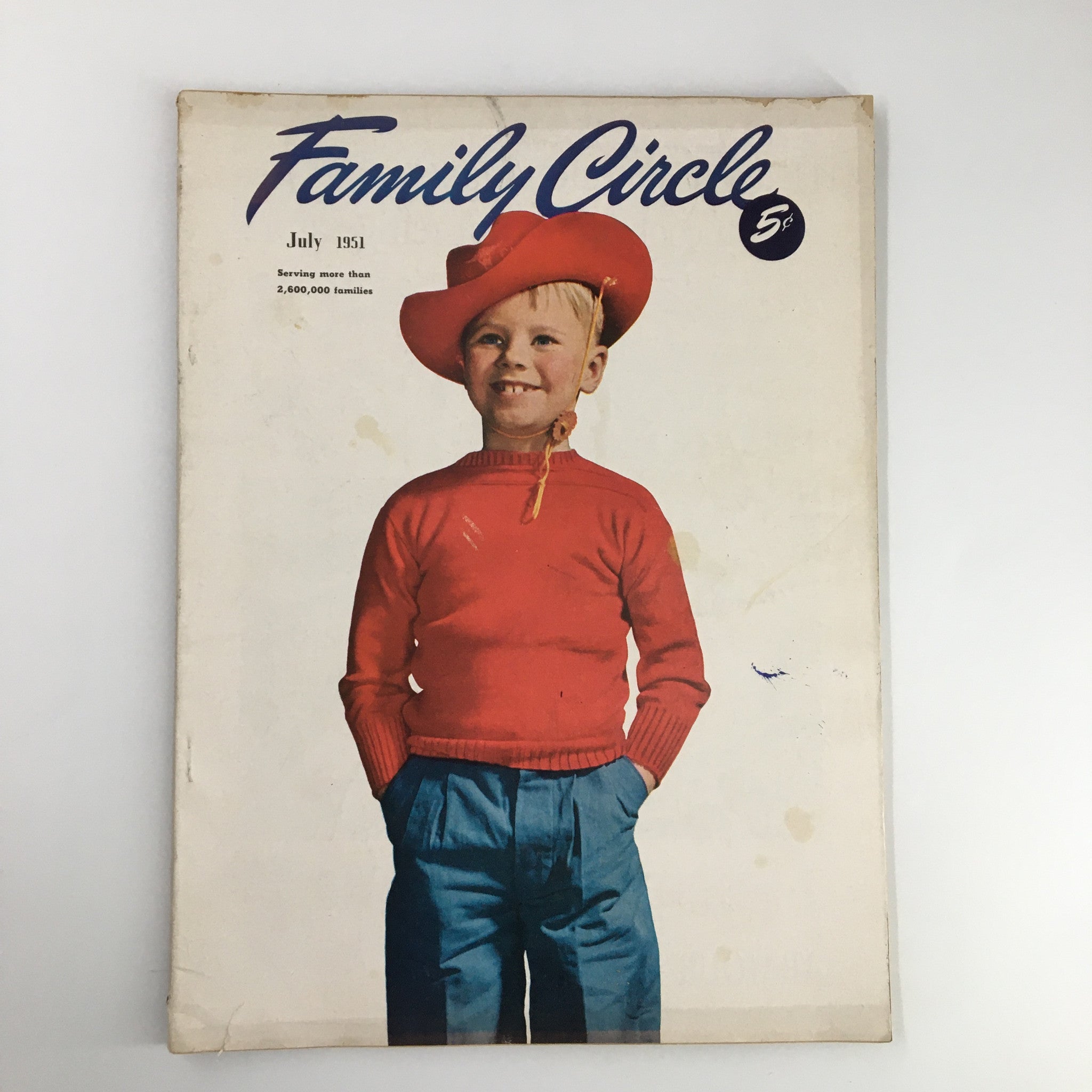 VTG Family Circle Magazine July 1951 A Little Boy Dressed Up As Cowboy No Label